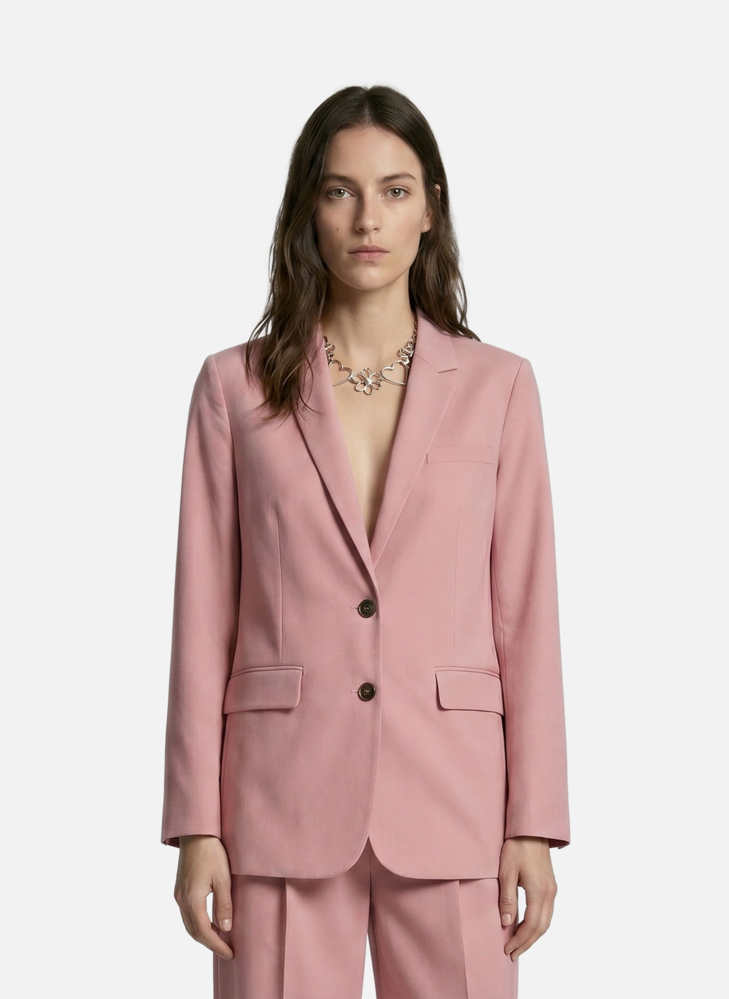 Veste de tailleur droite en lin et coton THE KOOPLES Rose