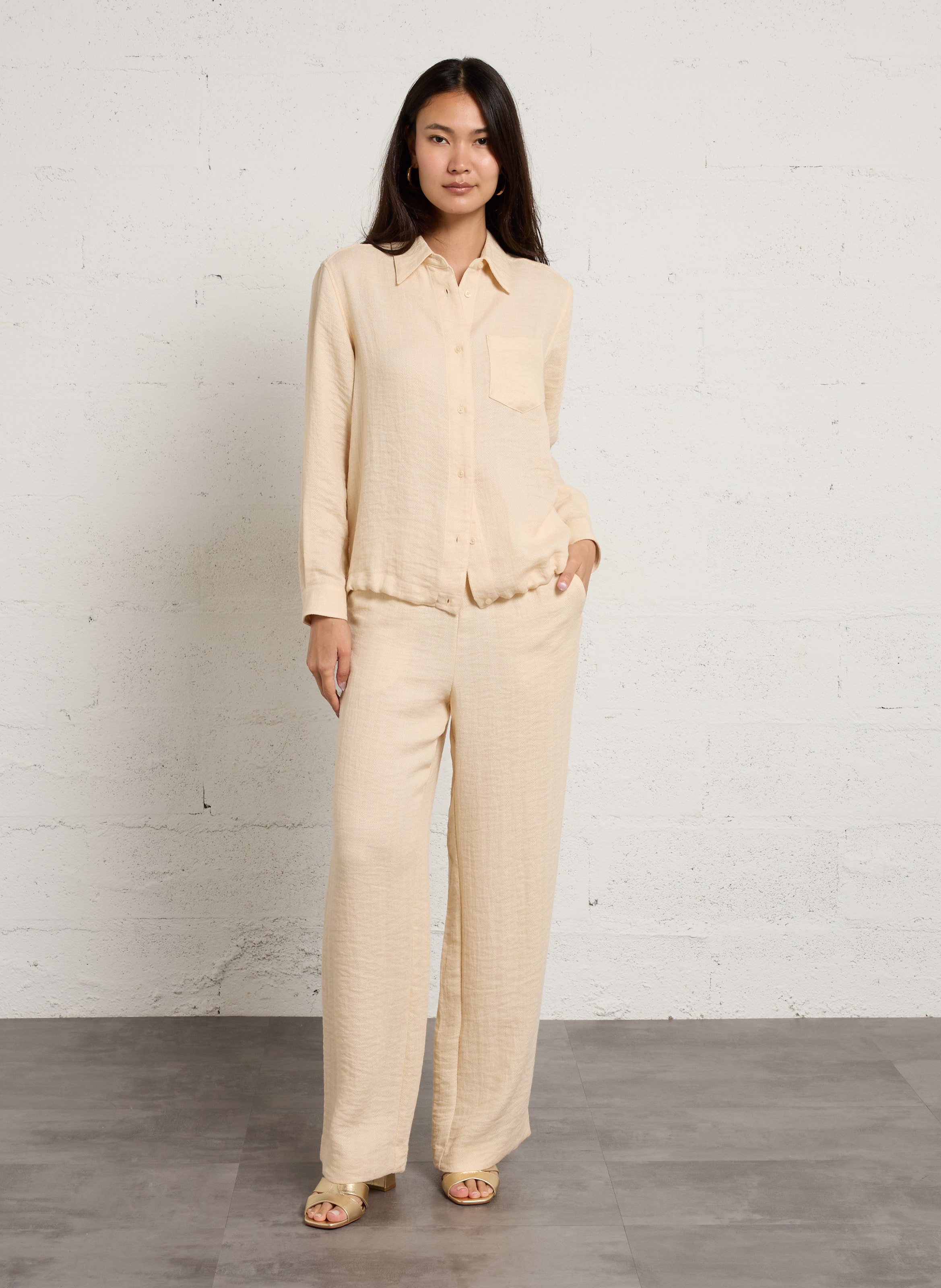 Chemise droite boutonnée ajustable dony MAISON 123 Beige