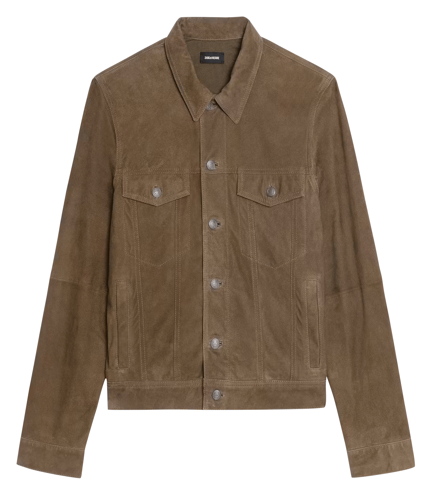 Veste droite boutonnée en suède bases ZADIG&VOLTAIRE Vert
