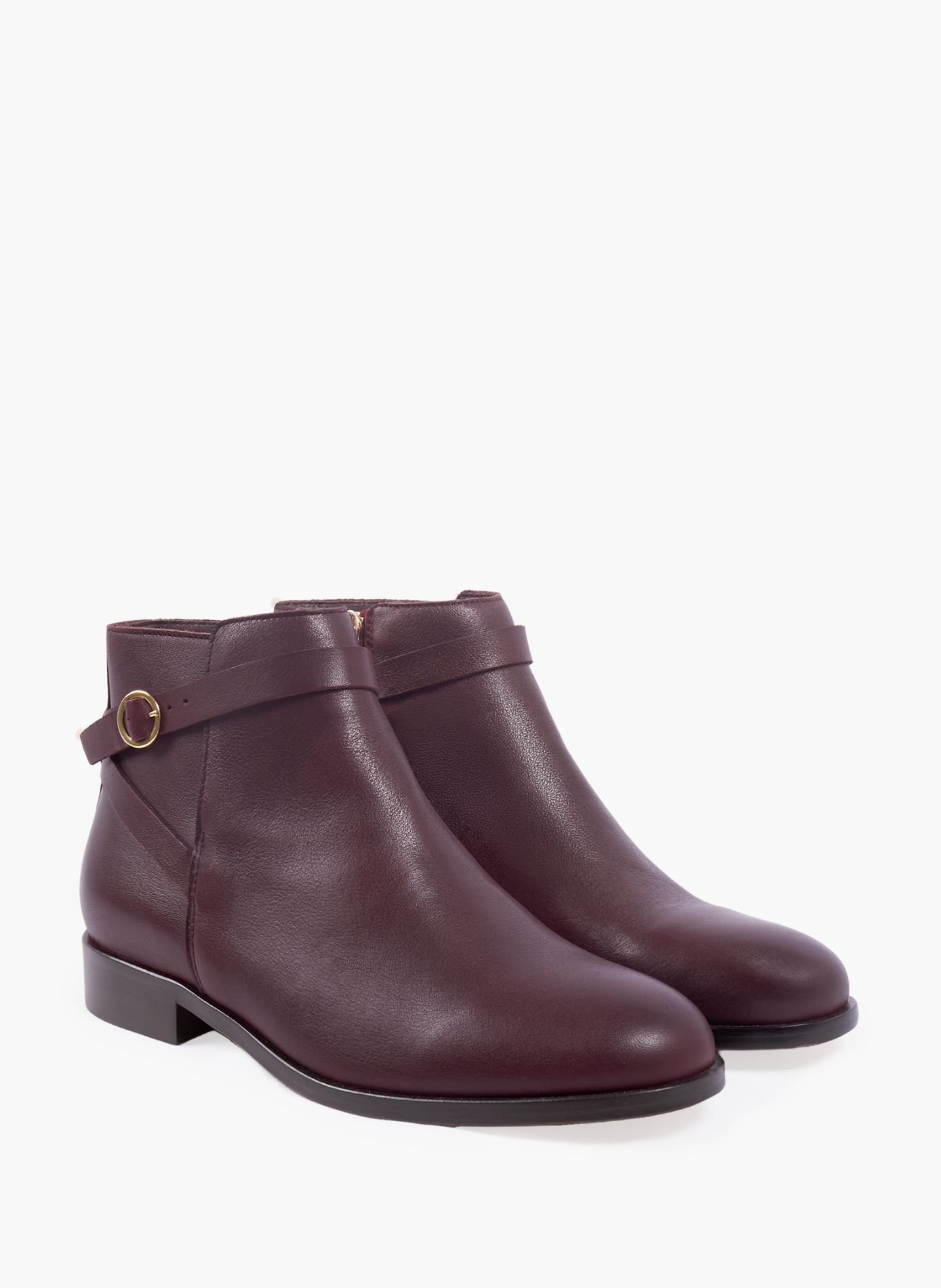 Bottines cavalières plates cuir lisse JULES & JENN Rouge