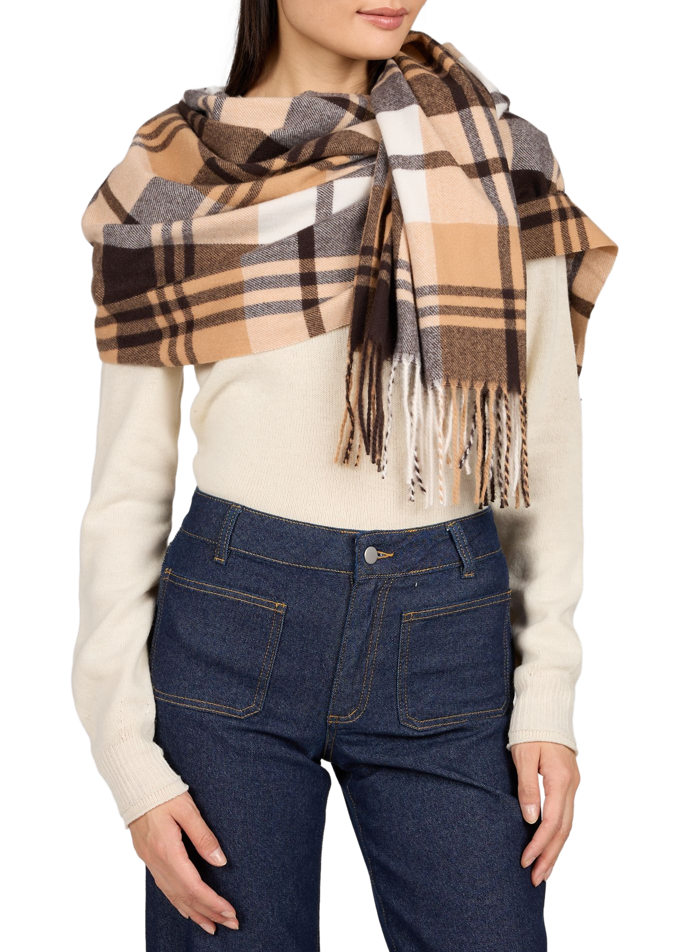 Check Scarf AU PRINTEMPS PARIS Beige