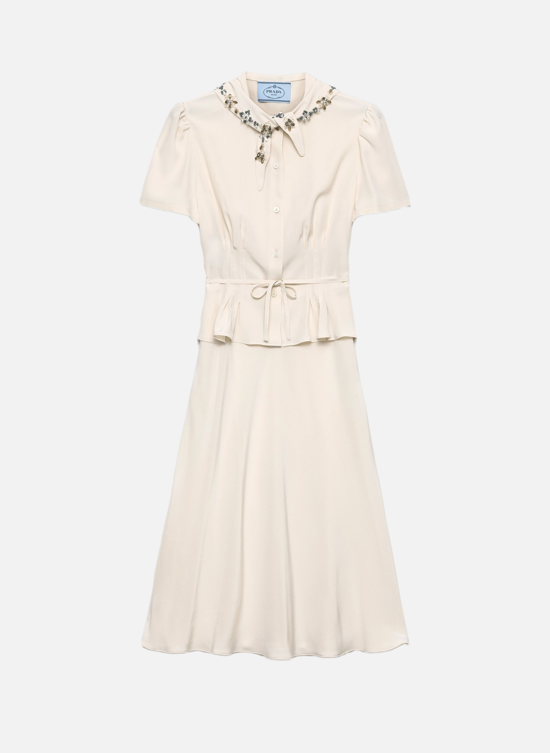 Robe en marocain brodé PRADA Beige