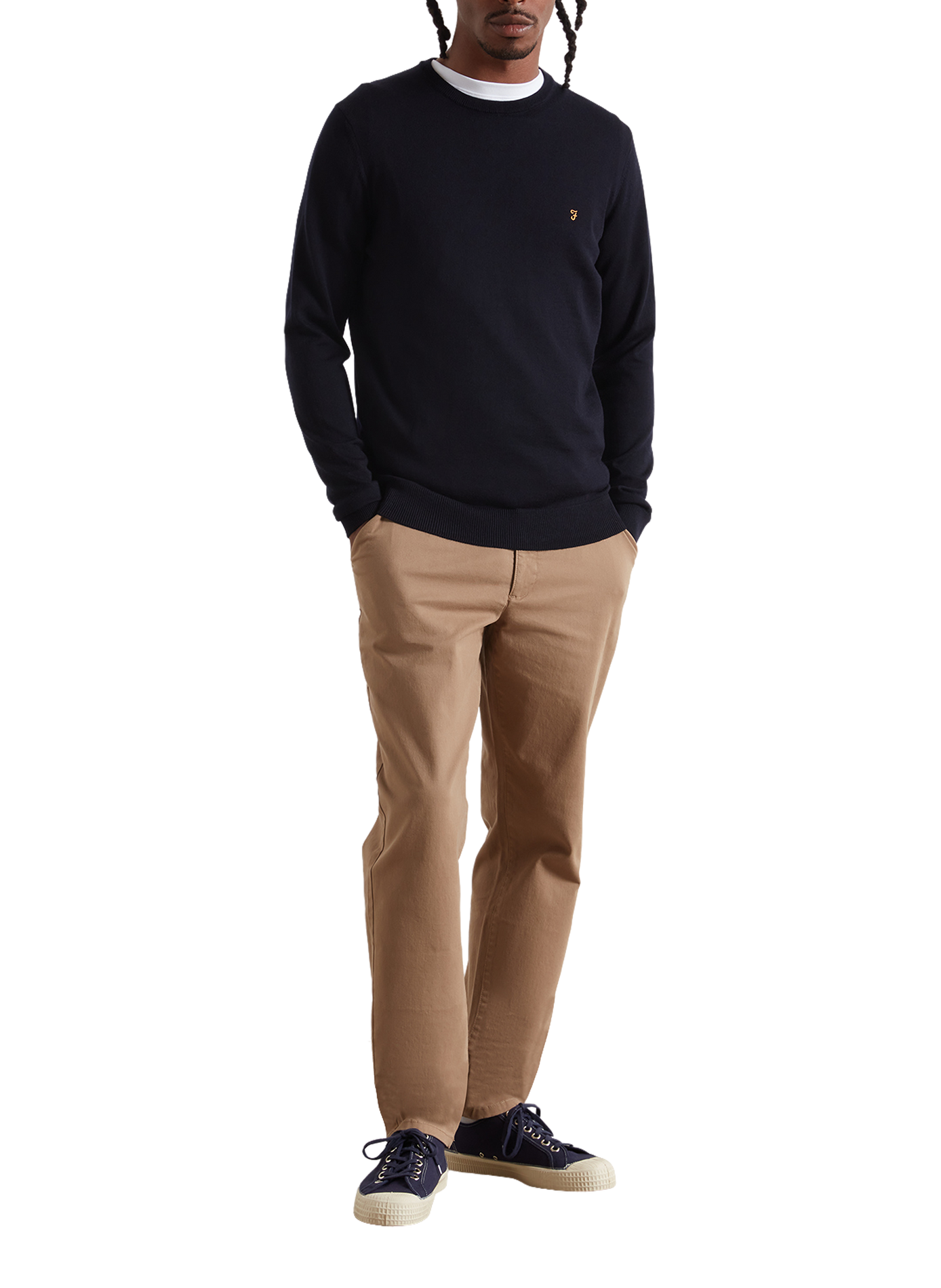Rechte pullover van merinowol met geborduurd logo FARAH Blauw