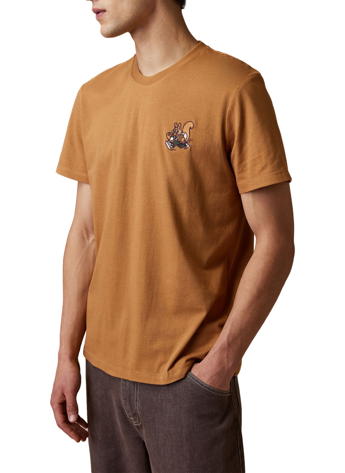 Geborduurd Arcy T-shirt van katoen FAGUO Bruin