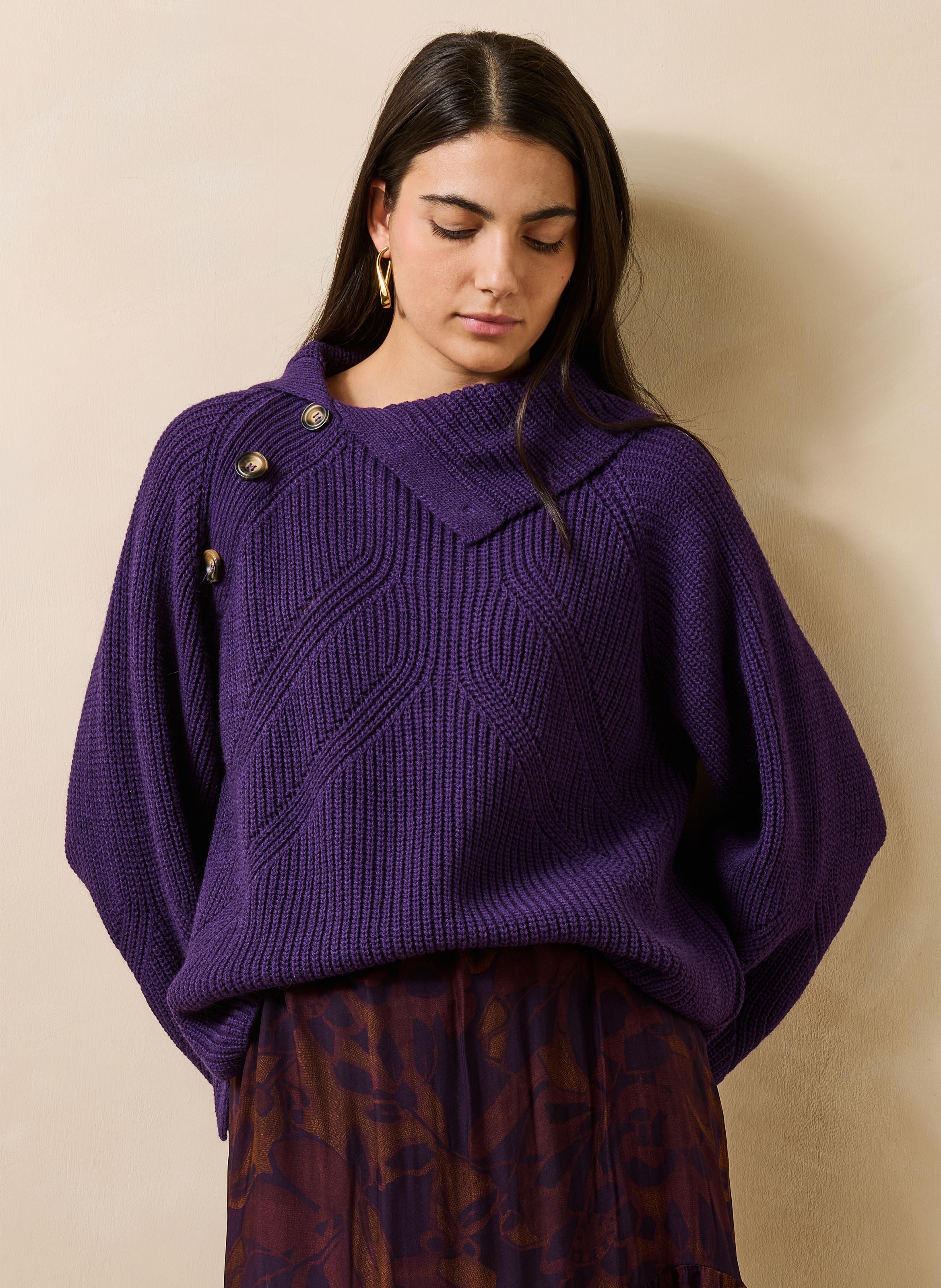 Oversized trui van een wolmix LA FEE MARABOUTEE Paars