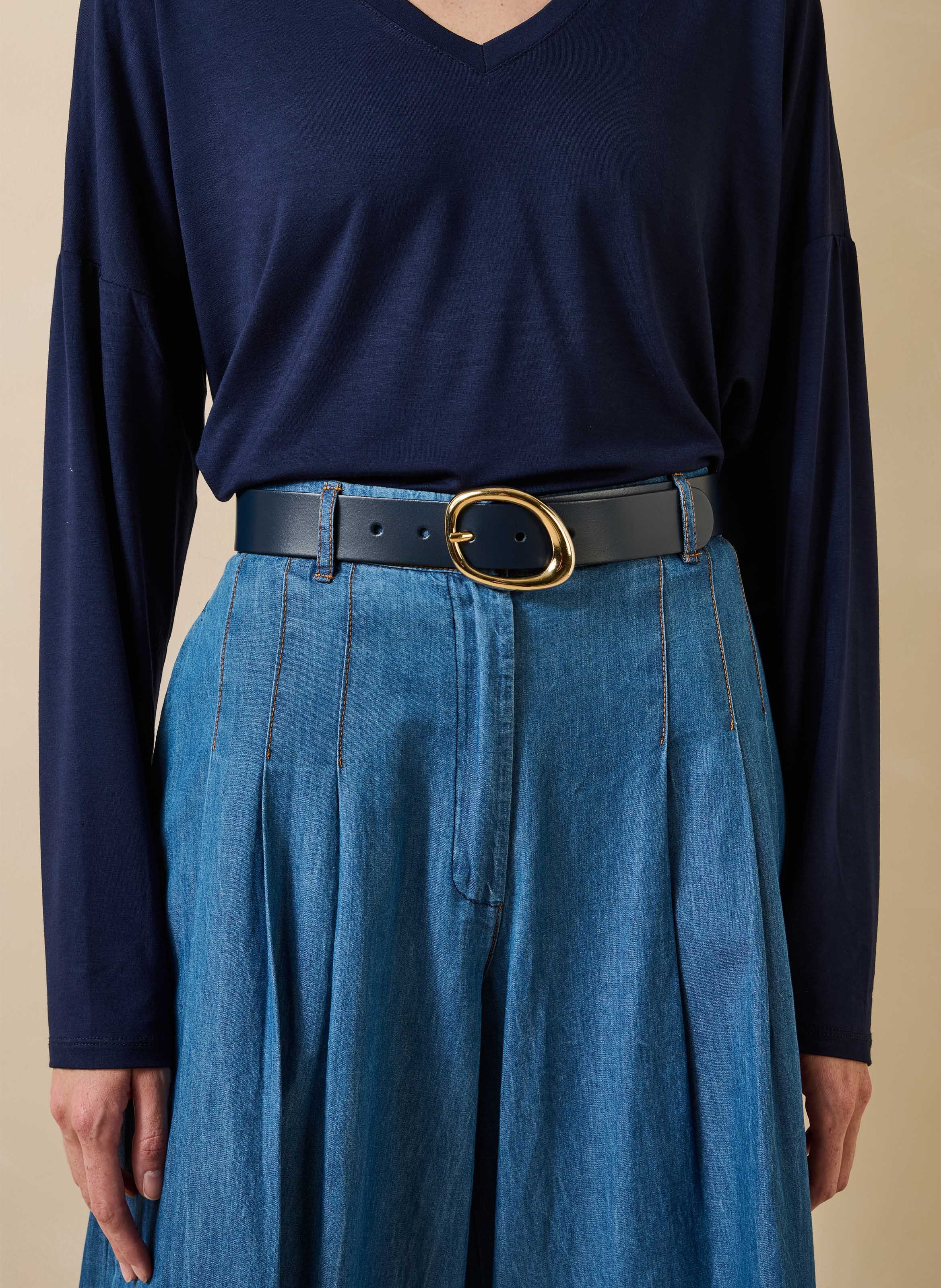 Leren riem met ovale gesp LA FEE MARABOUTEE Blauw