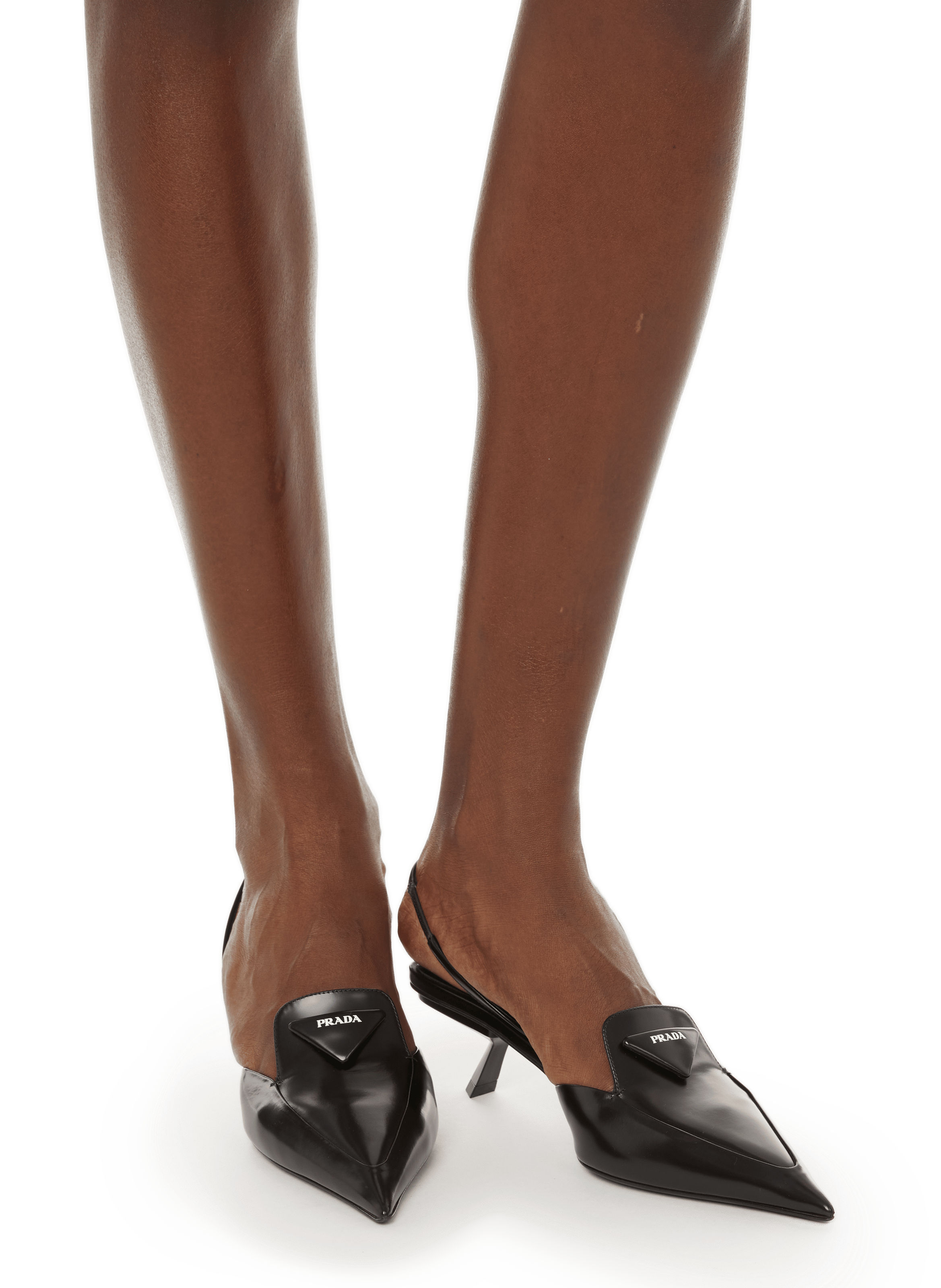 Brushed leather slingbacks PRADA Black