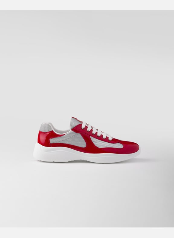 Sneakers prada americas cup en cuir verni et tiss Rouge by PRADA PRADA Sneakers prada americas cup en cuir verni et tiss Rouge