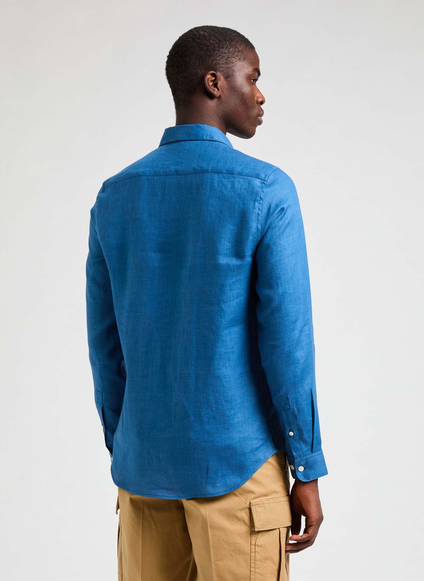 Chemise slim en lin  AU PRINTEMPS PARIS Bleu