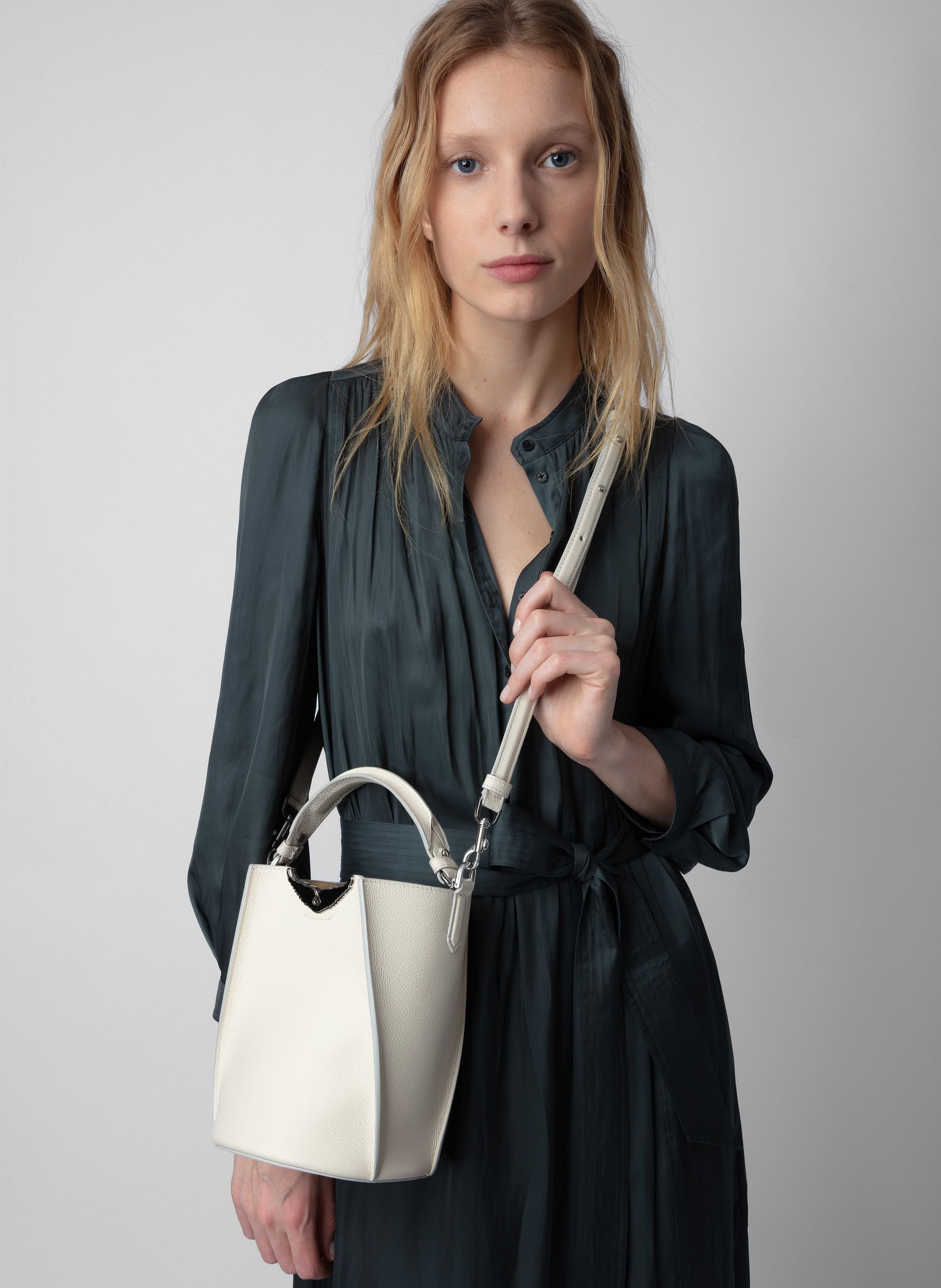 Sac seau en cuir grainé borderline ZADIG&VOLTAIRE Blanc