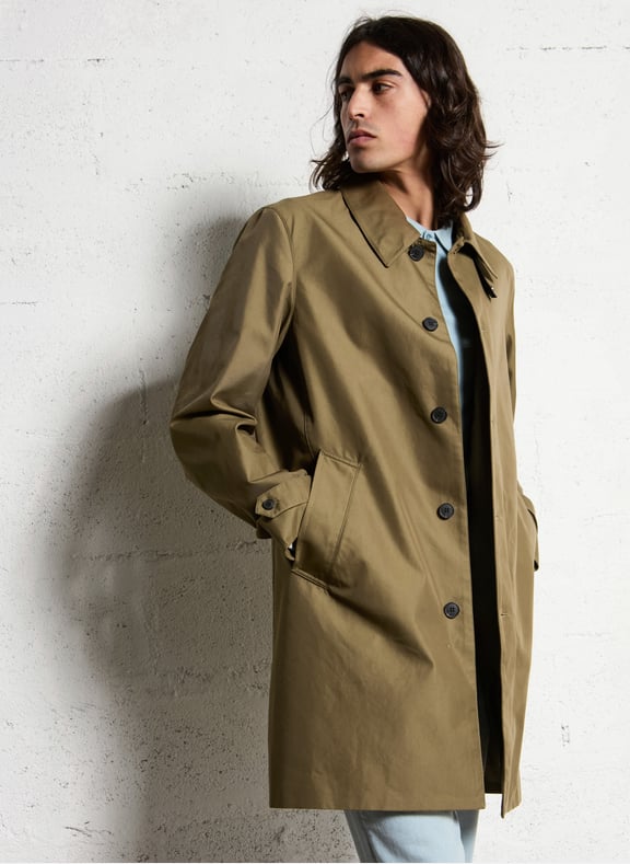 Trench bi matière en coton mélangé Kaki by IKKS IKKS Trench bi matière en coton mélangé Kaki