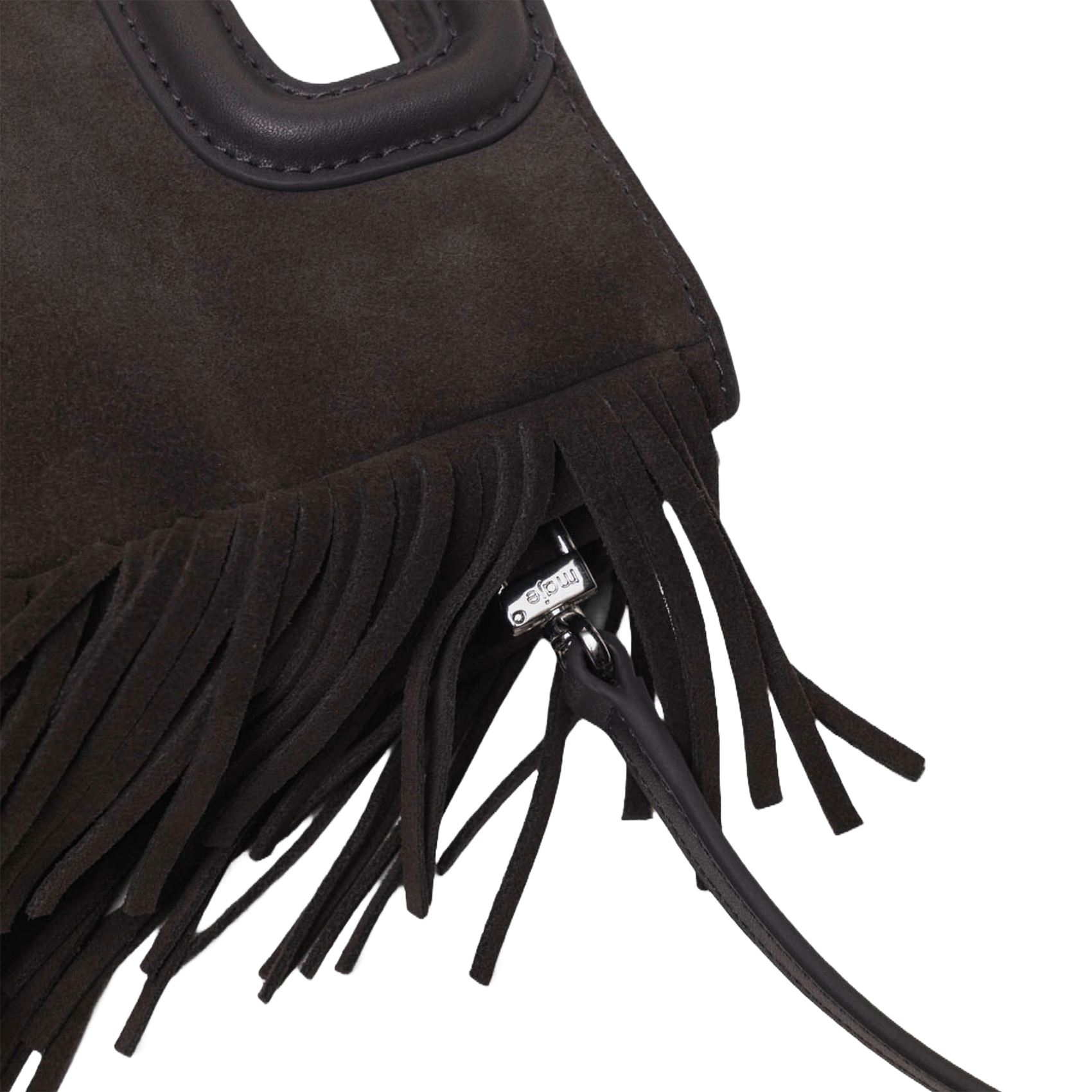 Sac bandoulière à studs en cuir m MAJE Gris