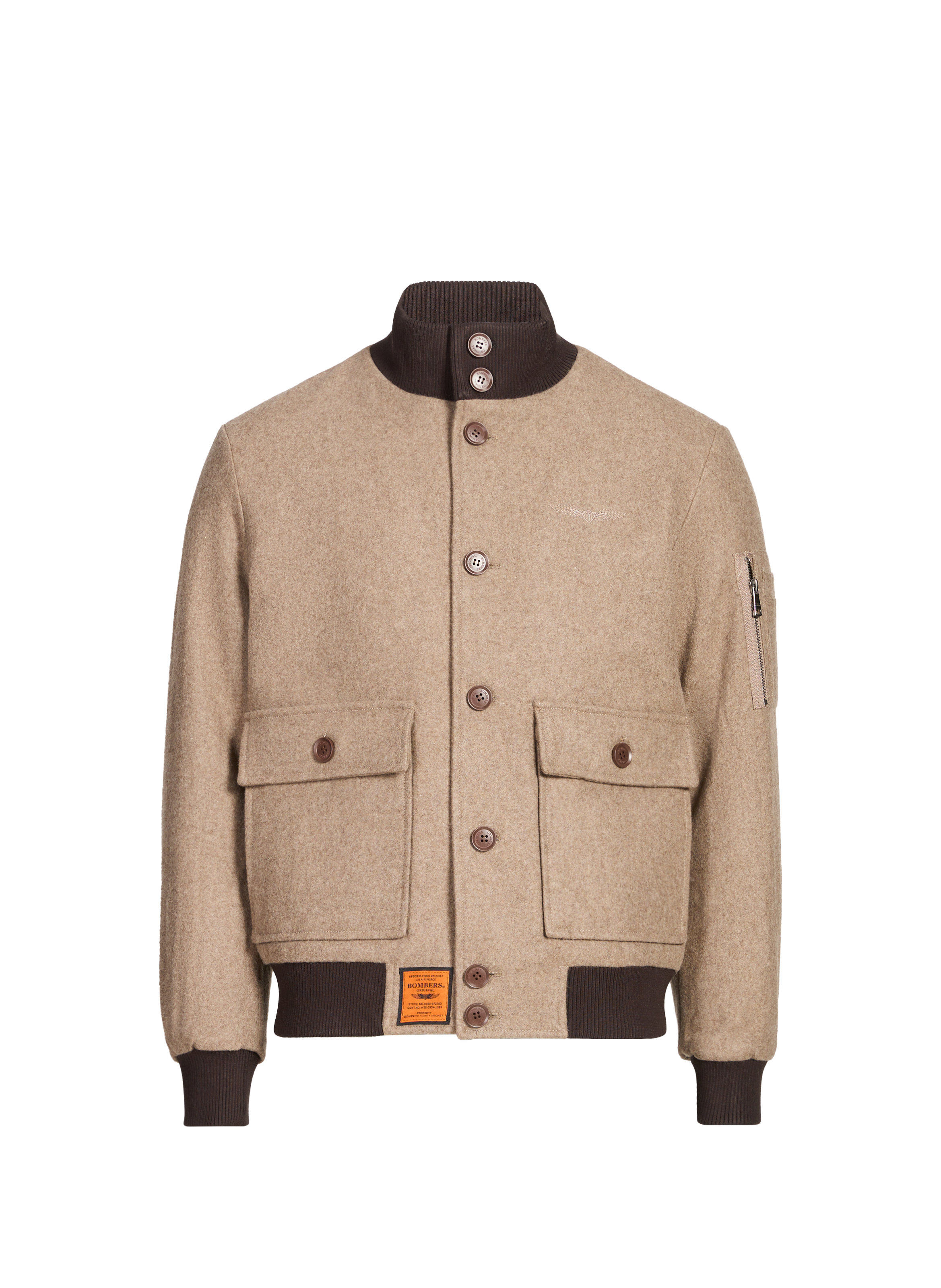 Blouson uni en laine mélangée BOMBERS ORIGINAL Marron