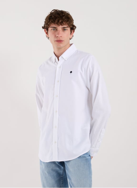 Chemise unie col américain en coton Blanc by FAGUO FAGUO Chemise unie col américain en coton Blanc