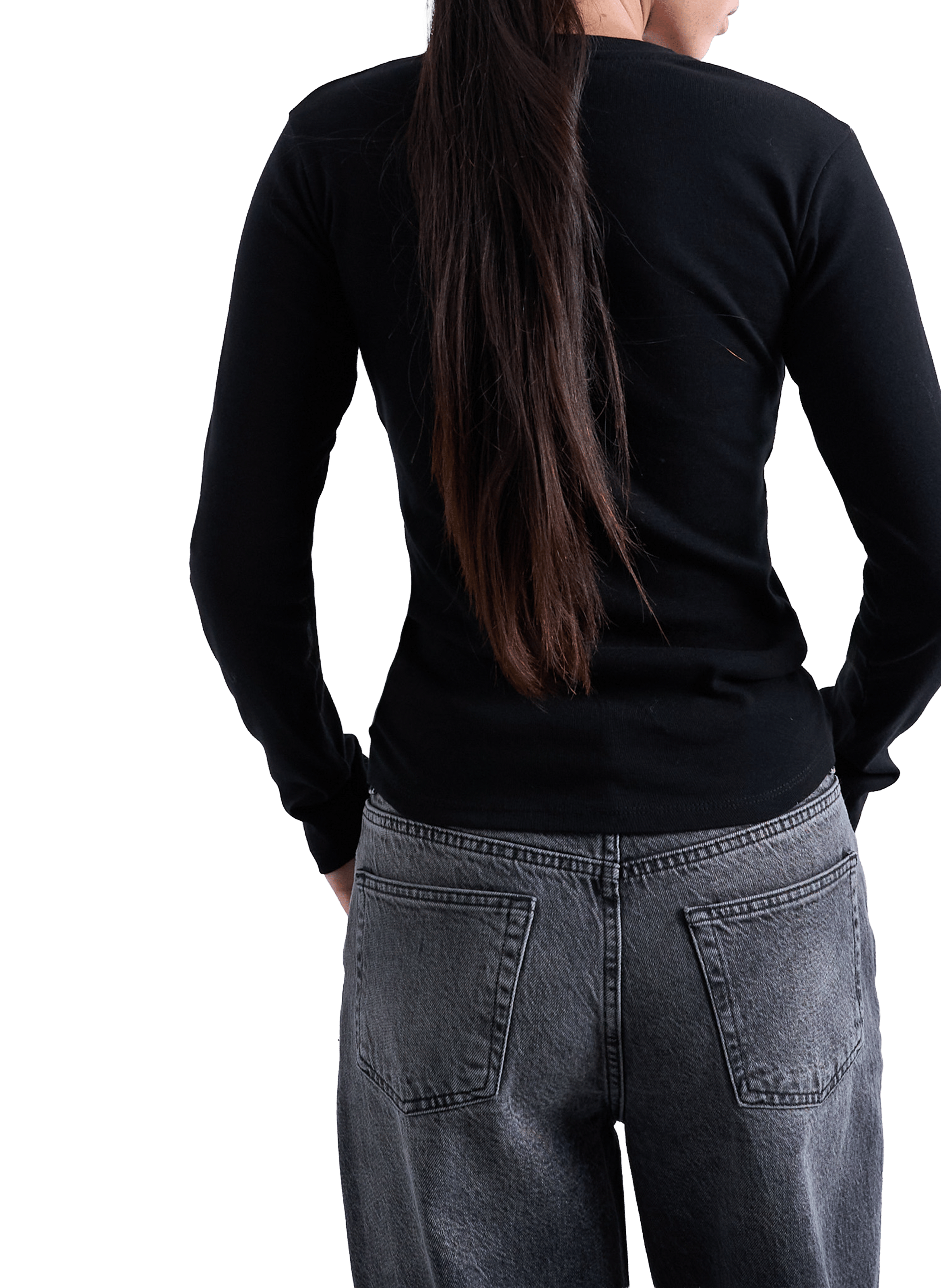 T-shirt à manches longues en coton TOPSHOP Noir