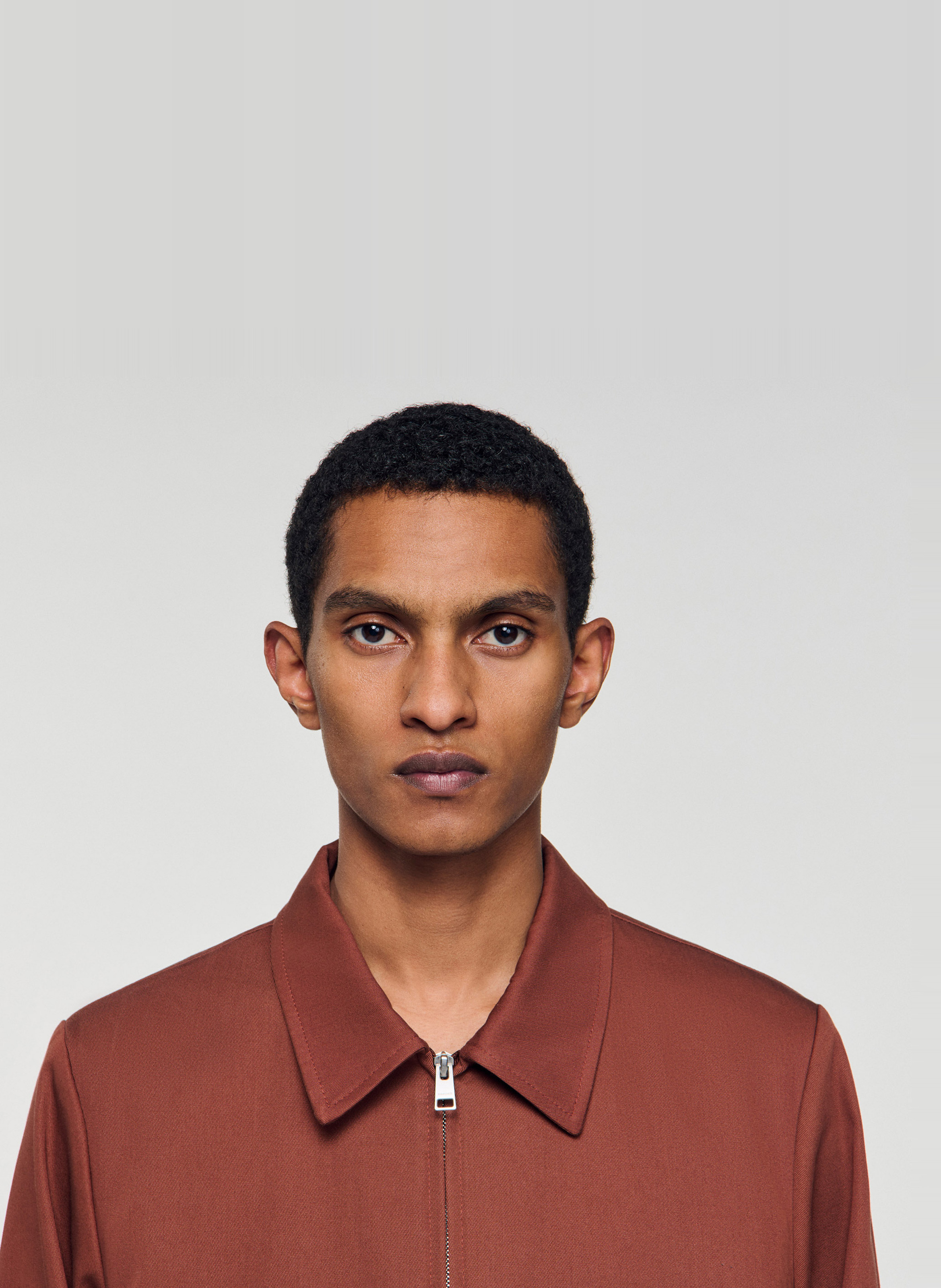 Blouson près du corps en coton SANDRO Marron