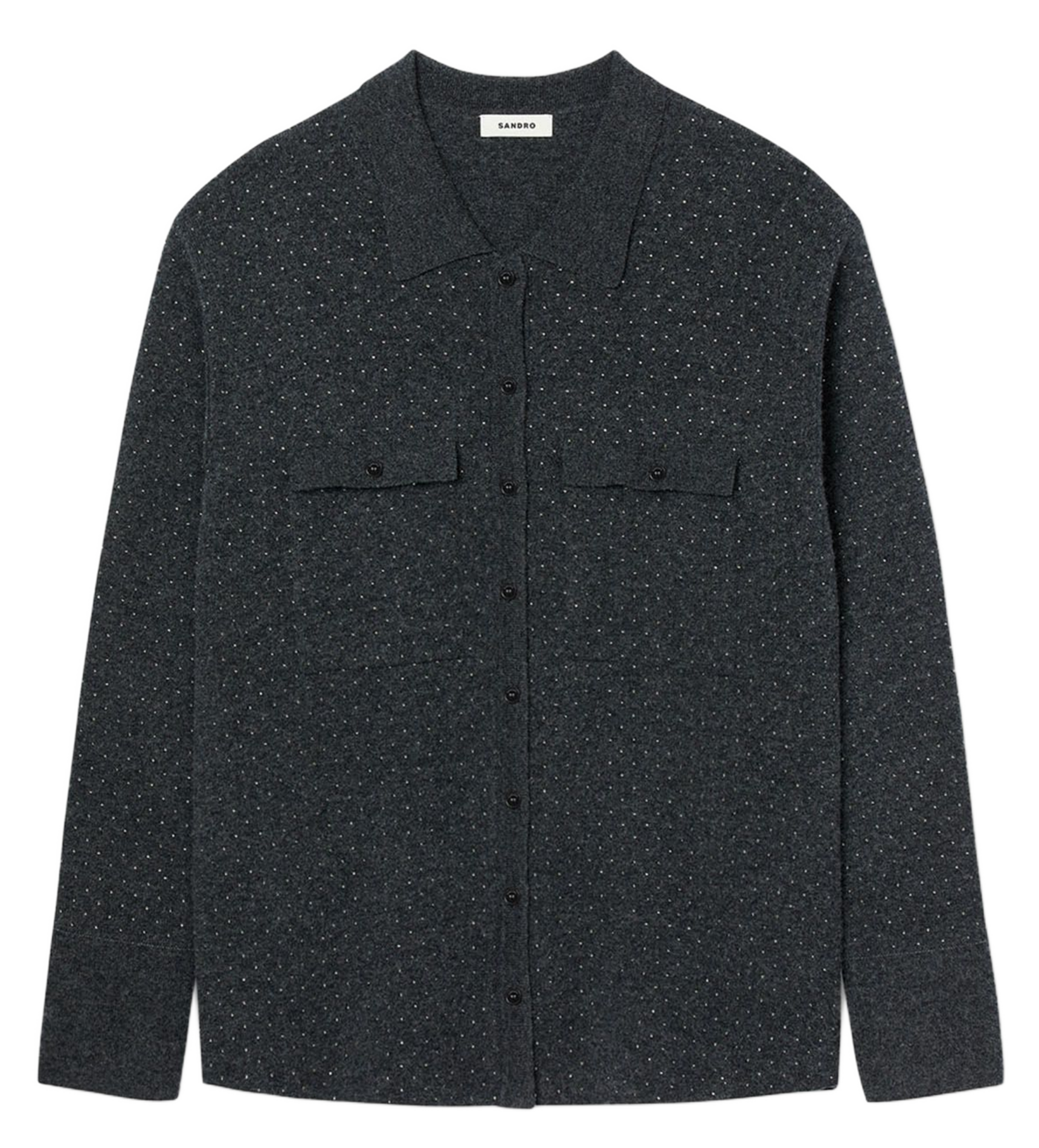 Cardigan droit col classique SANDRO Gris