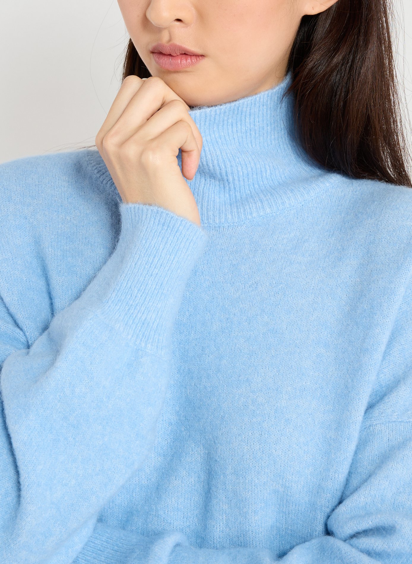 Pull col montant en laine mélangée SAMSOE SAMSOE Bleu