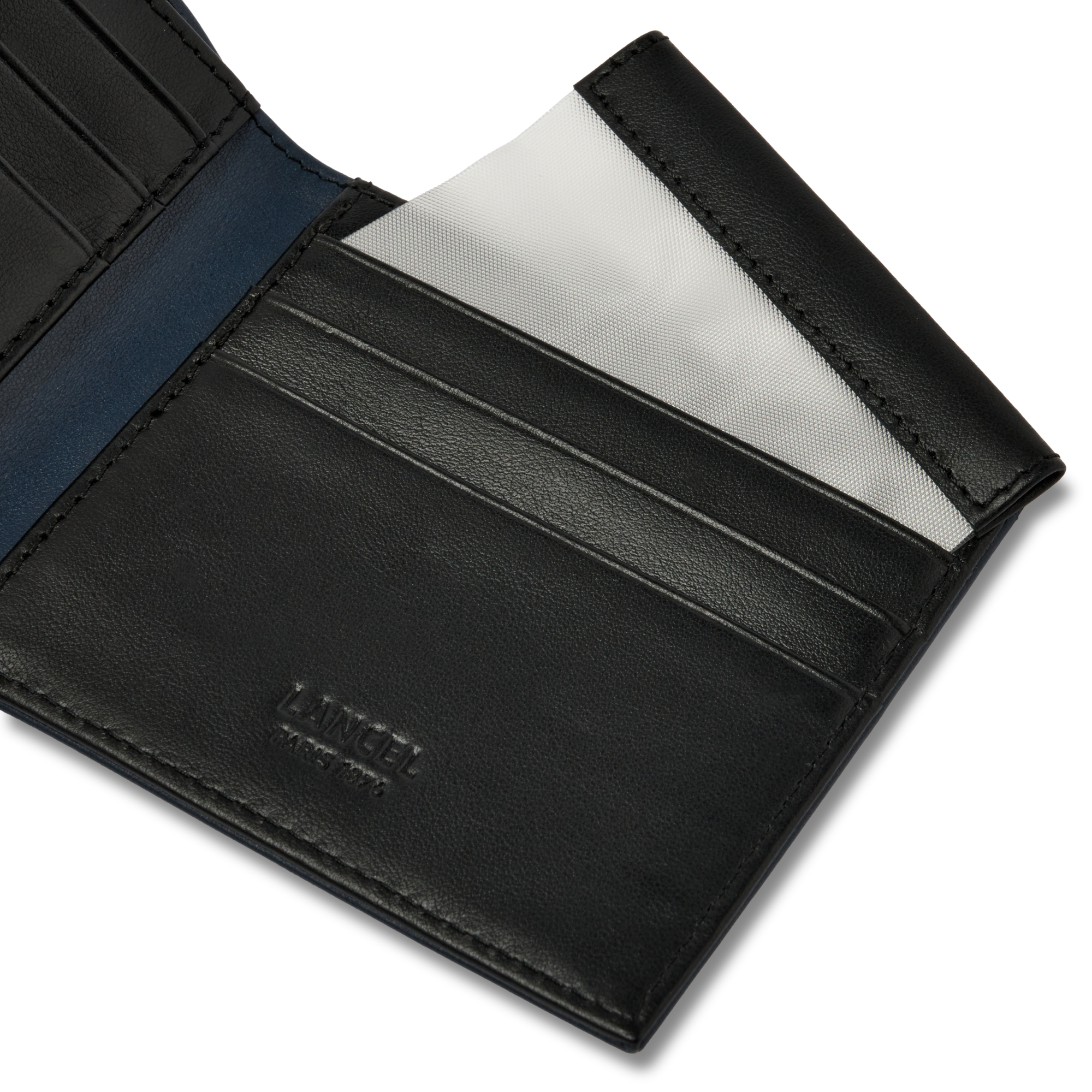 Portefeuille avec porte-cartes amovible léon de lancel en cuir LANCEL Bleu