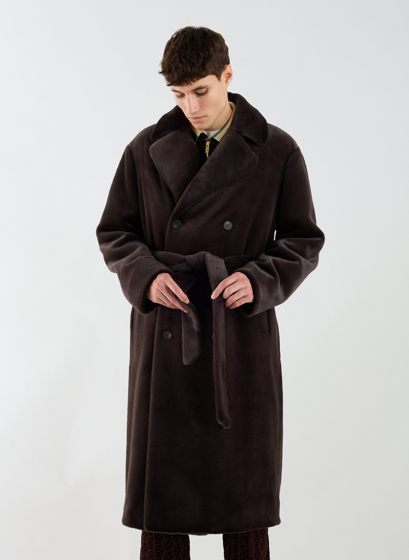 Long faux fur coat DROLE DE MONSIEUR Brown