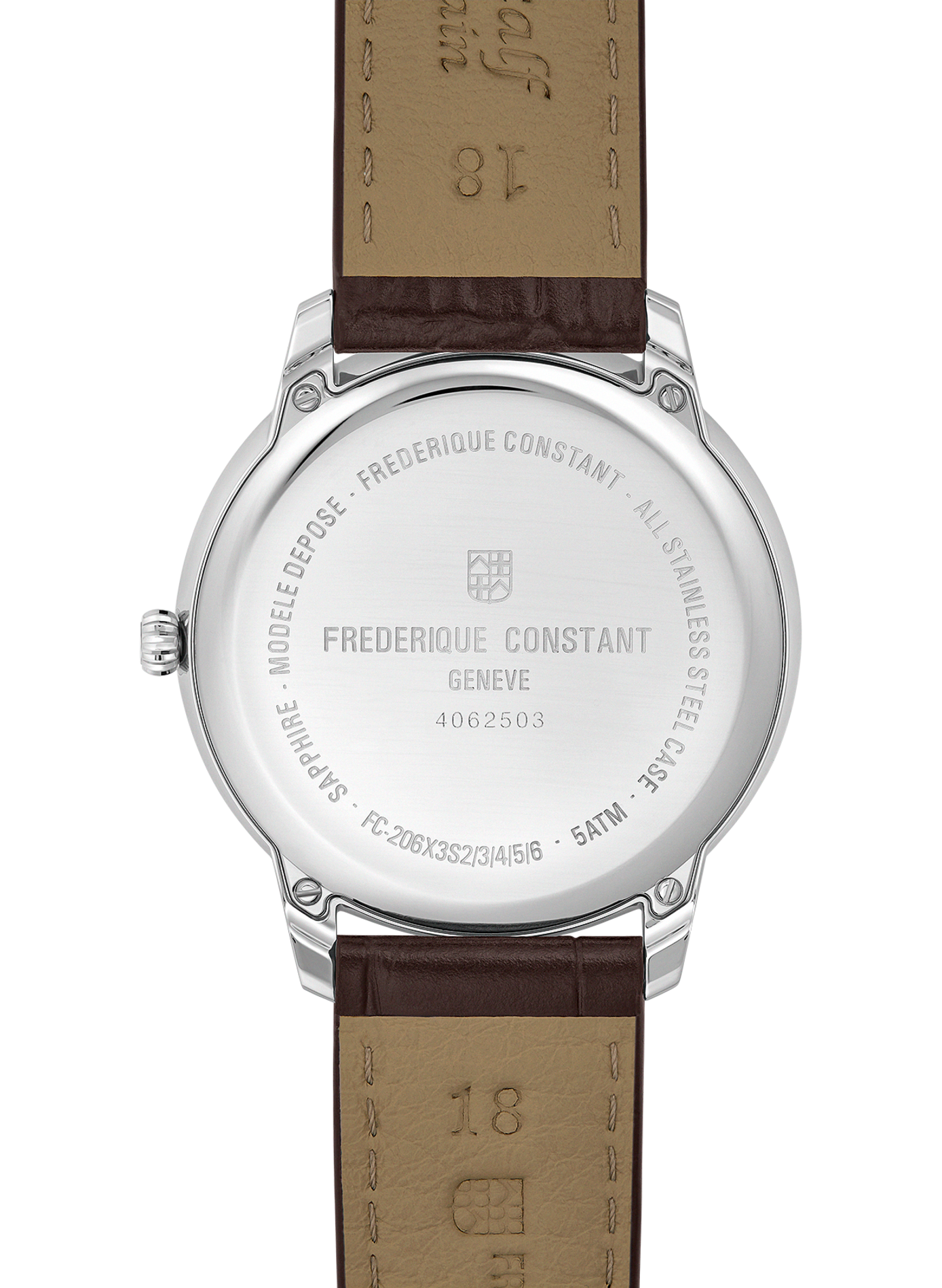 Montre quartz Moneta Moonphase à bracelet en cuir FREDERIQUE CONSTANT Noir