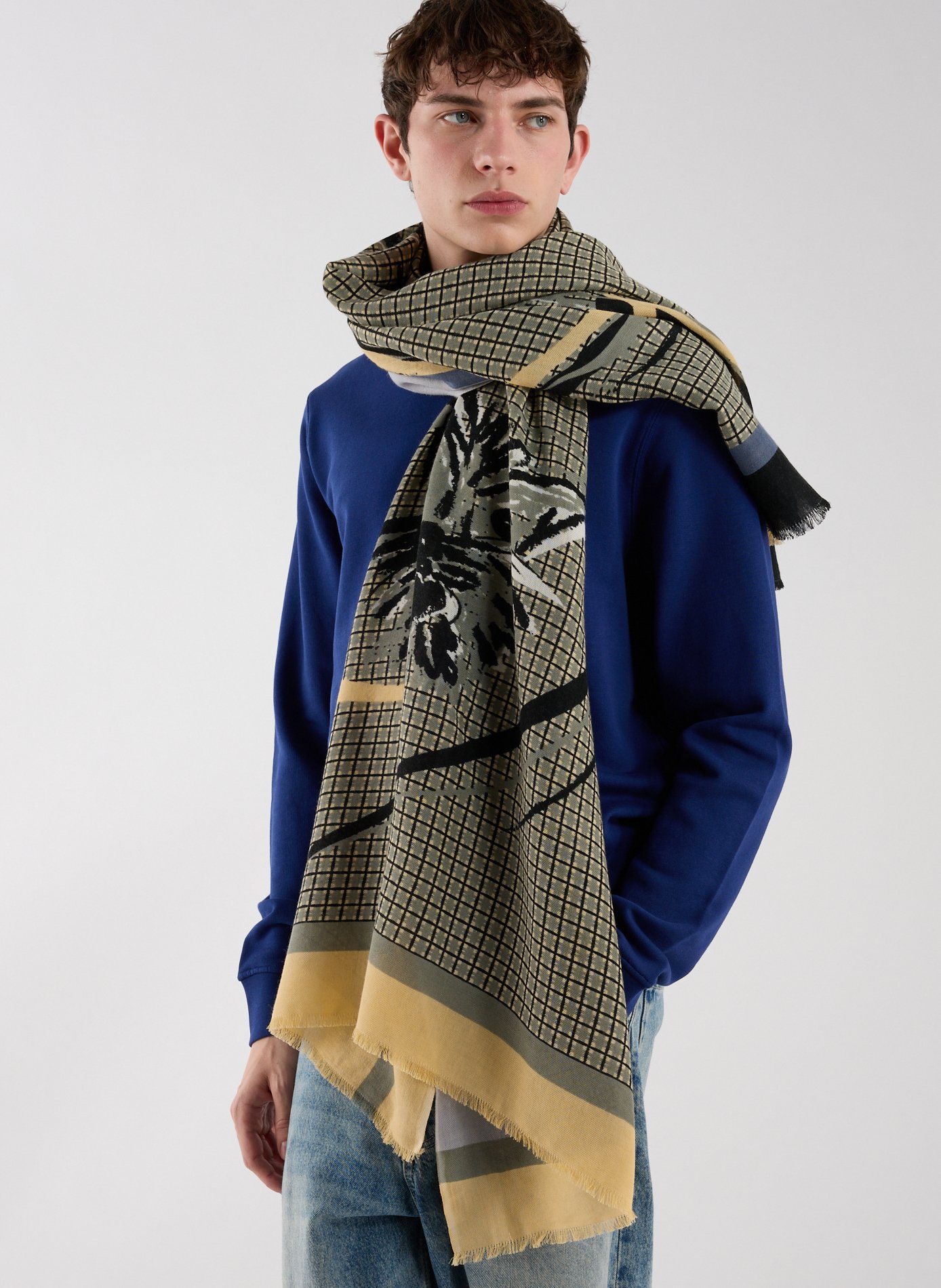 Printed cotton and wool scarf PETRUSSE Multicolour