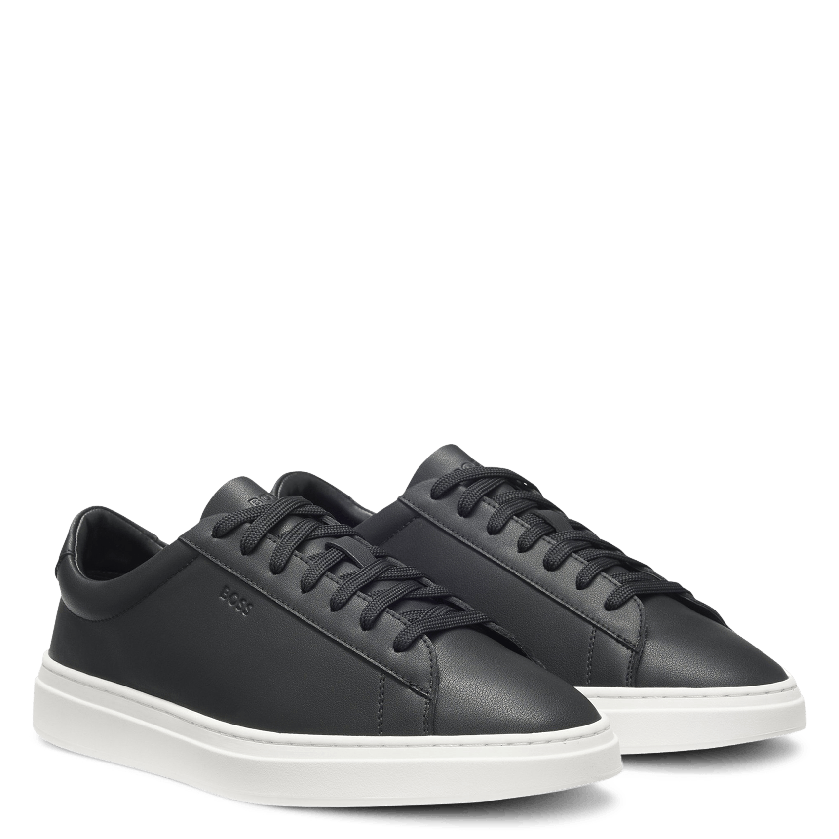 Baskets basses unies en cuir BOSS Noir