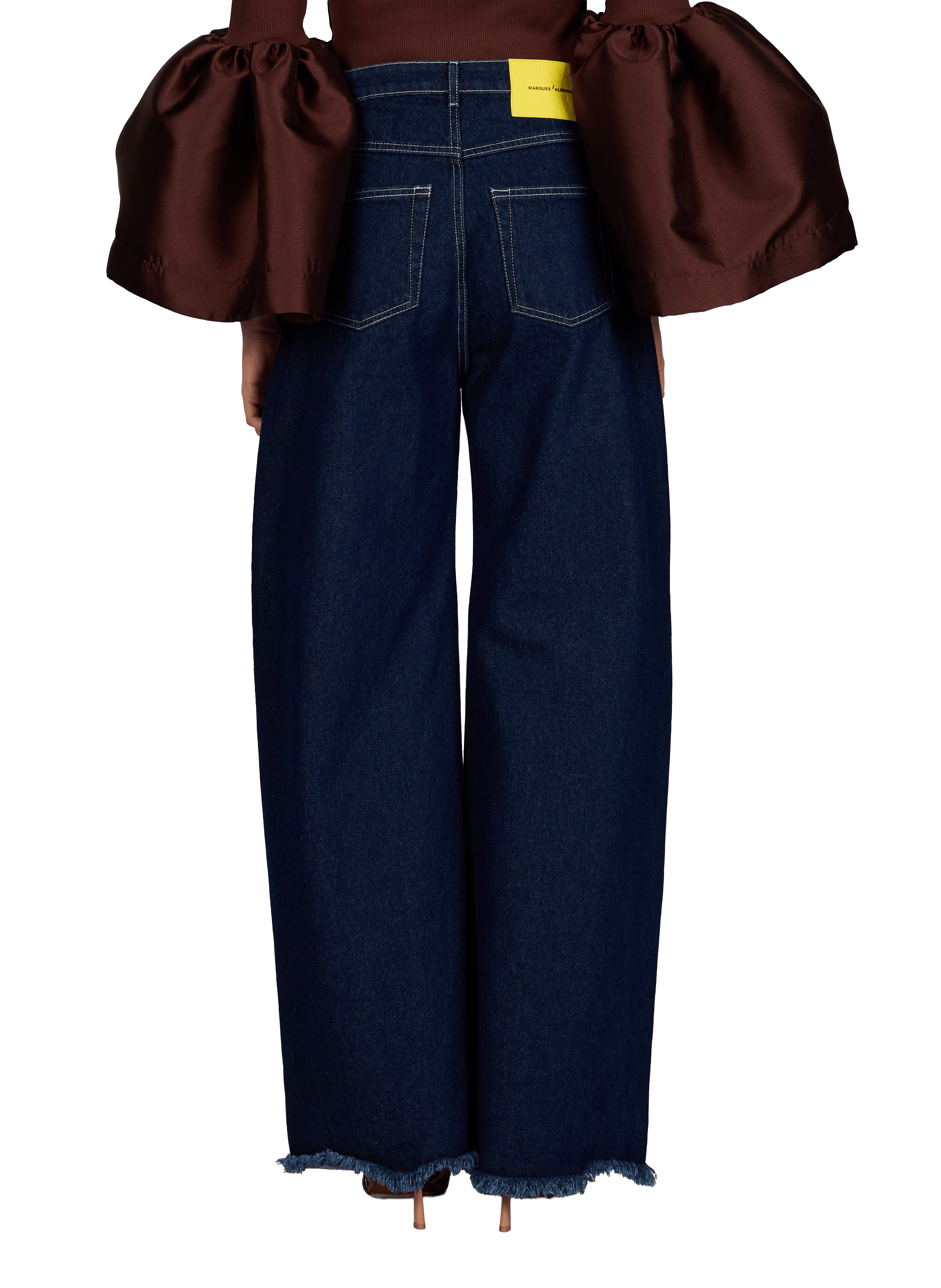 Jean large effiloché en coton MARQUES ALMEIDA Bleu
