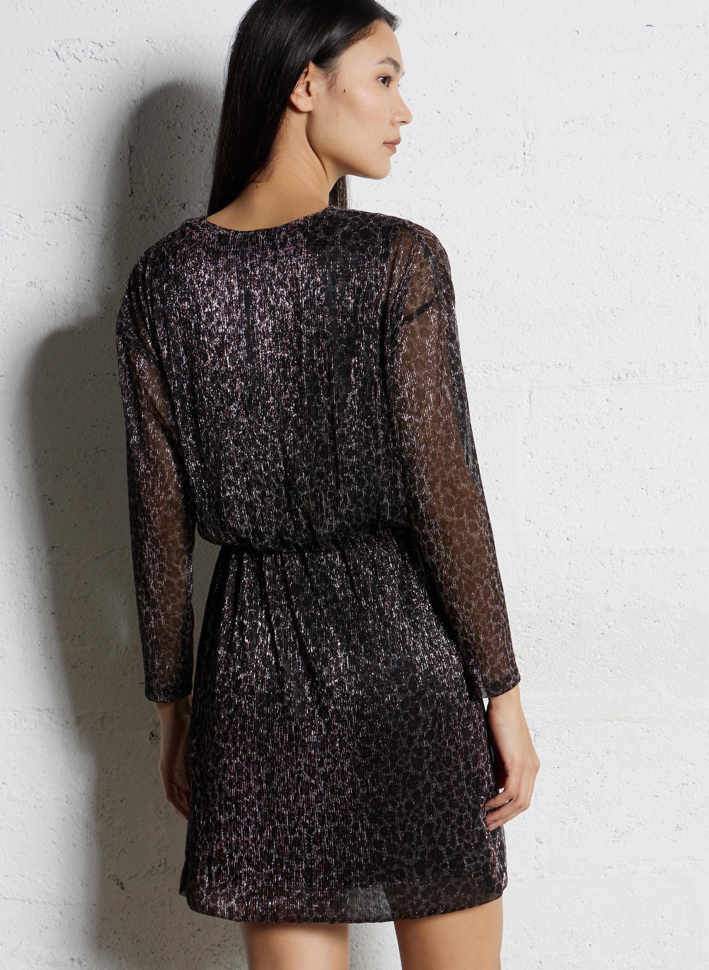 Robe courte imprimée métallisée IKKS Noir