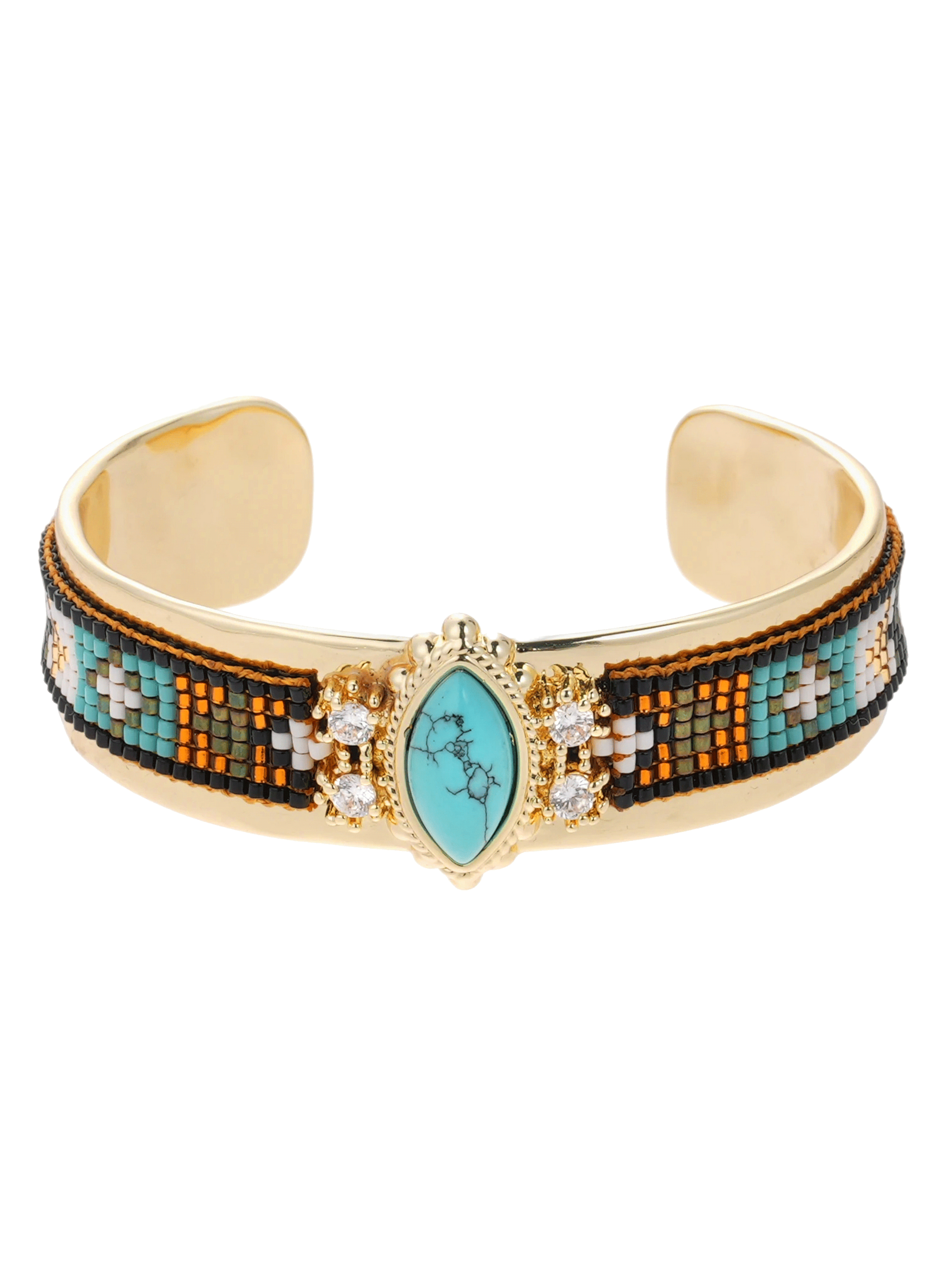 Bracelet jonc perles tissées cabochon central izmyre HIPANEMA Bleu