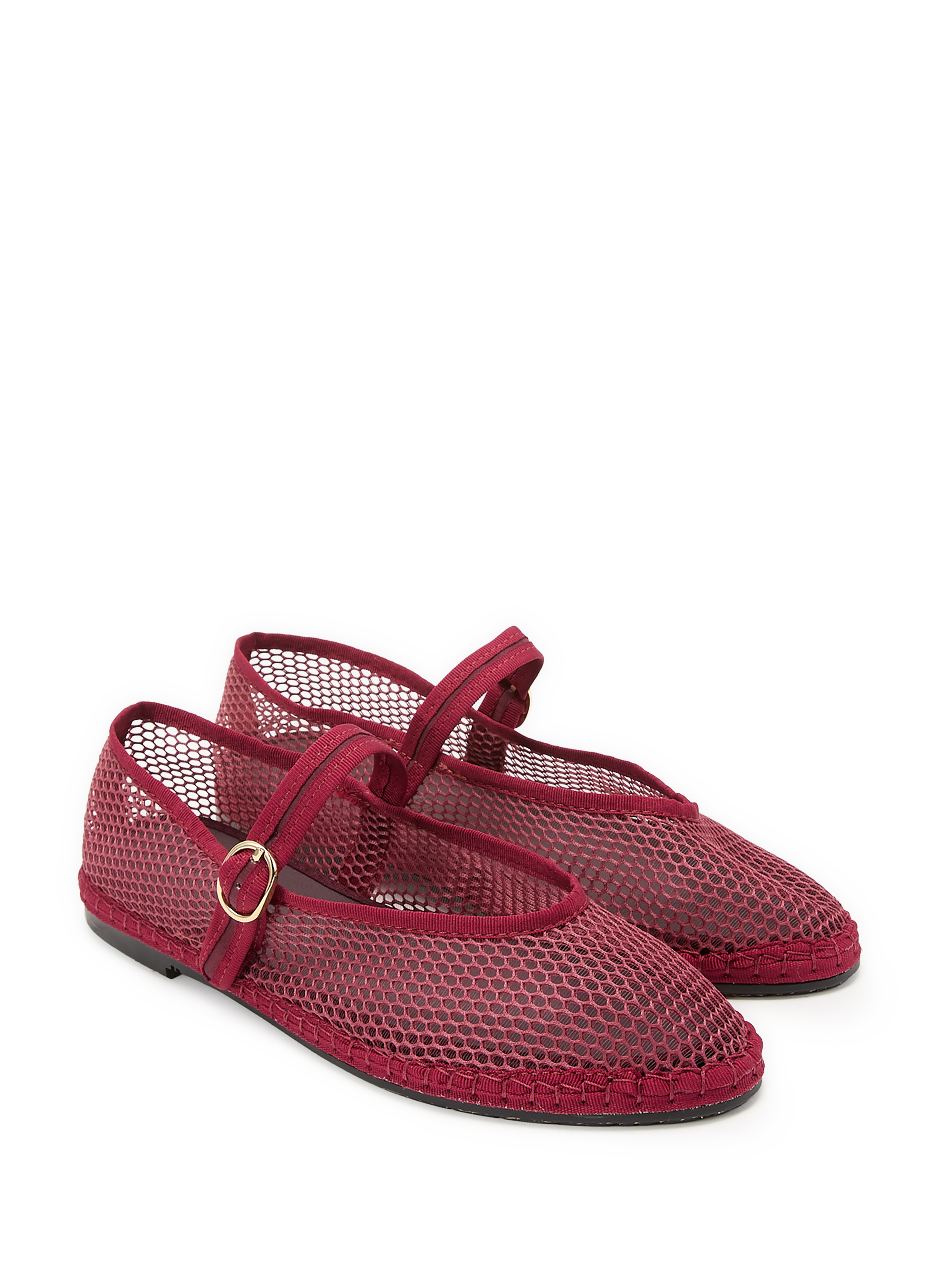 Net ballet flats with metallic buckle FLABELUS Red