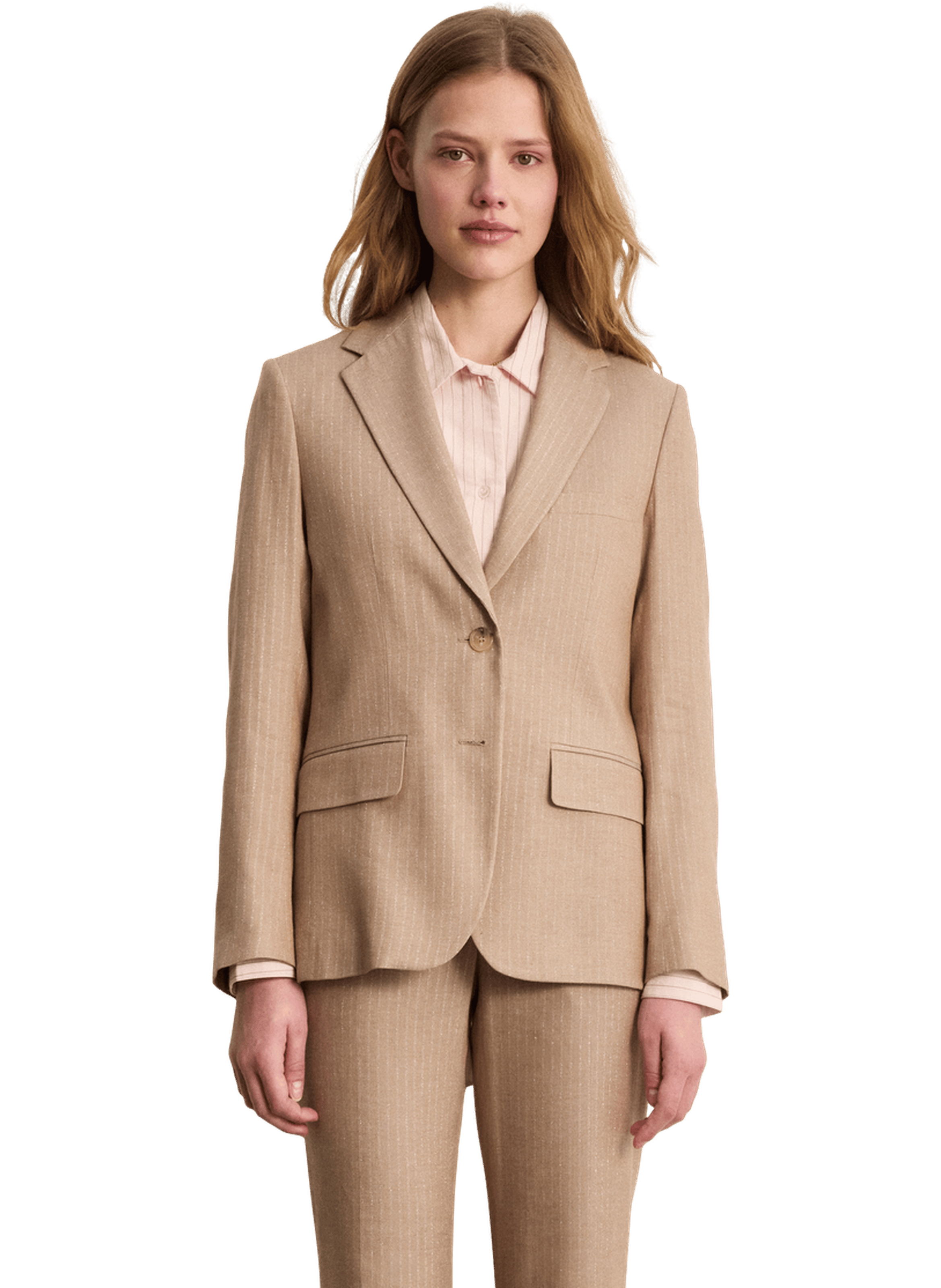Veste de tailleur à fines rayures et lurex - MELINEE PABLO Beige