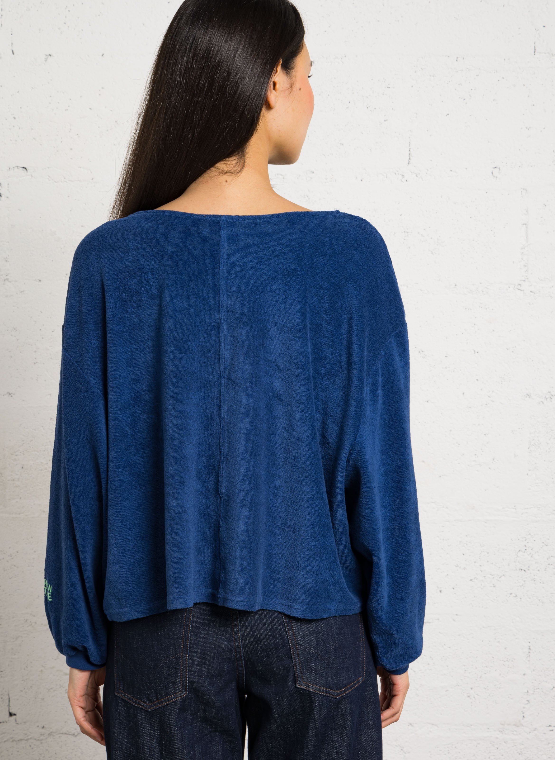 Pull oversize col bateau en coton et coton recyclé fuxow AMERICAN VINTAGE Bleu