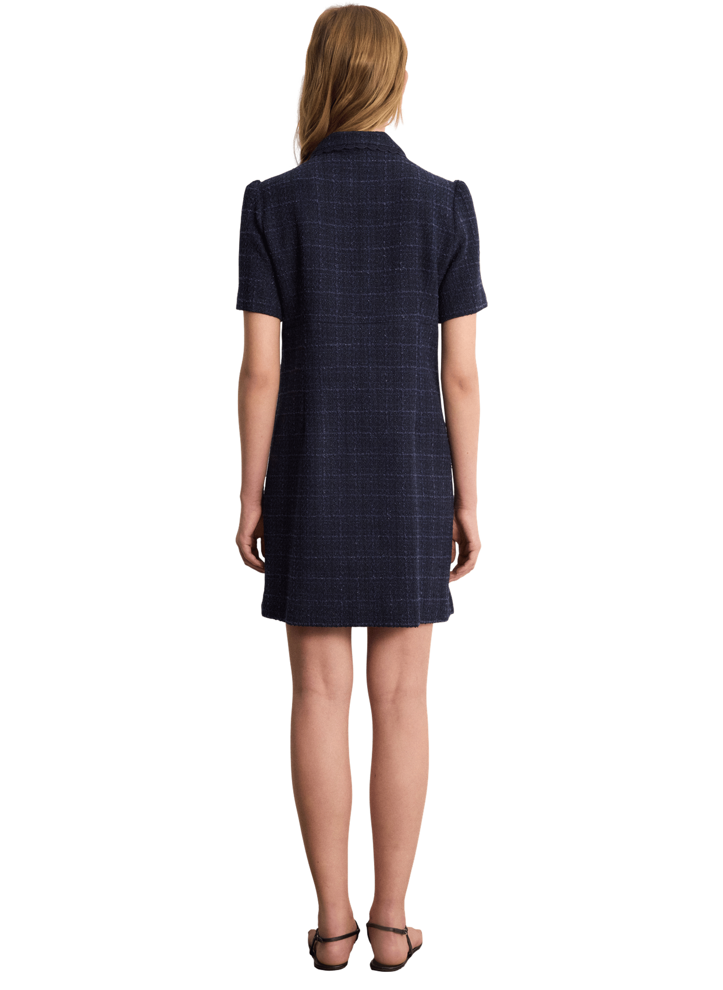 Robe courte en tweed à lurex - ludivine PABLO Bleu