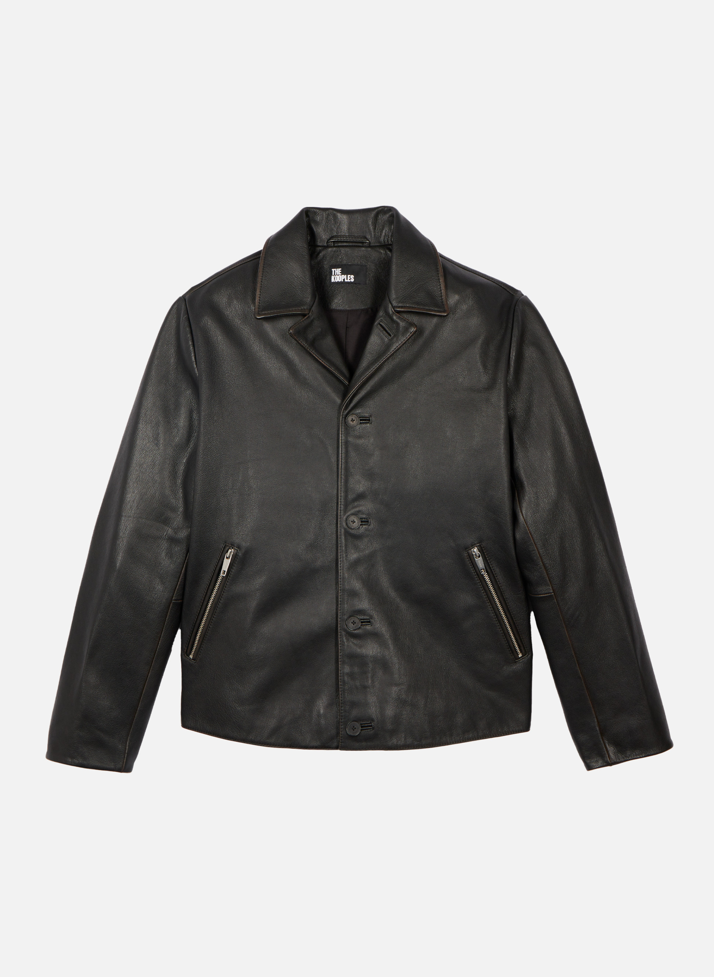 Blouson en cuir col tailleur THE KOOPLES Noir