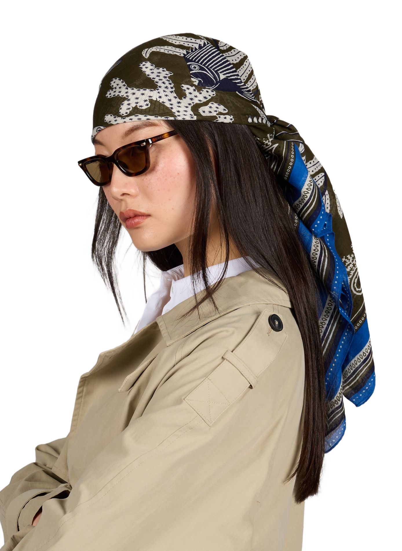 Foulard Neptune en coton INOUITOOSH Kaki