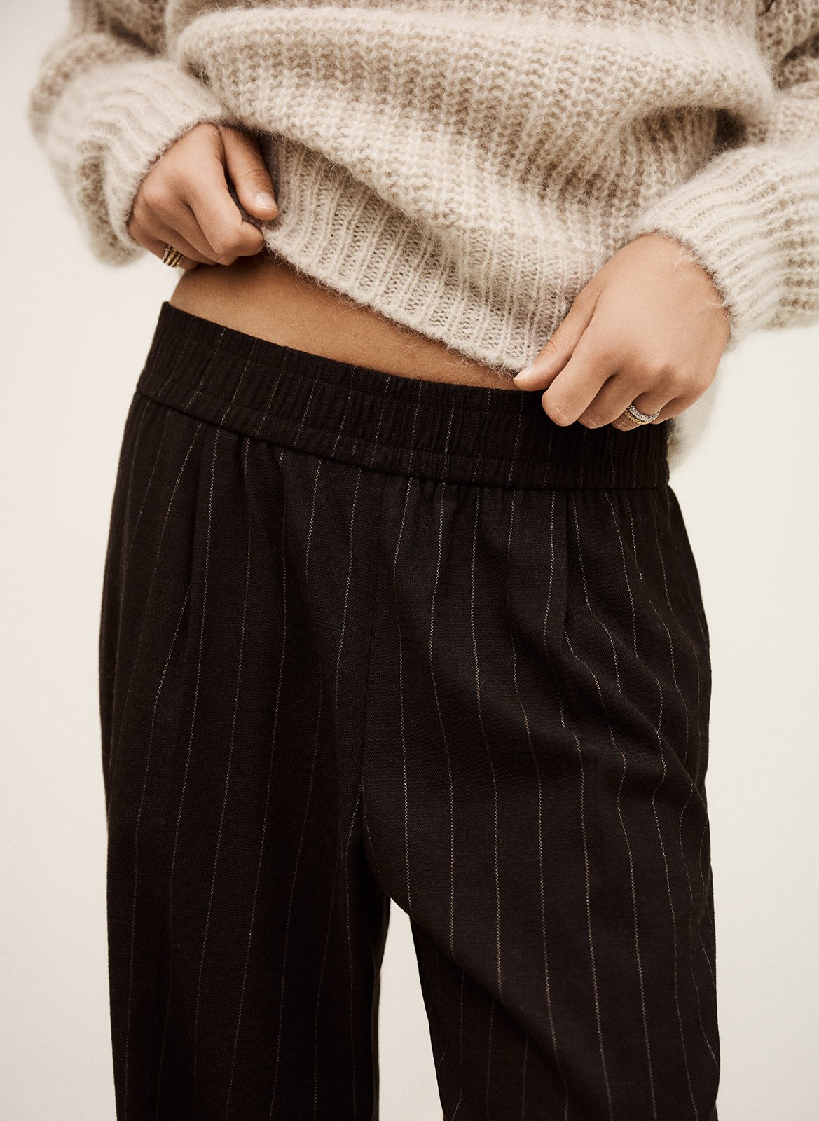 Pantalon large rayé handrew BA&SH Marron