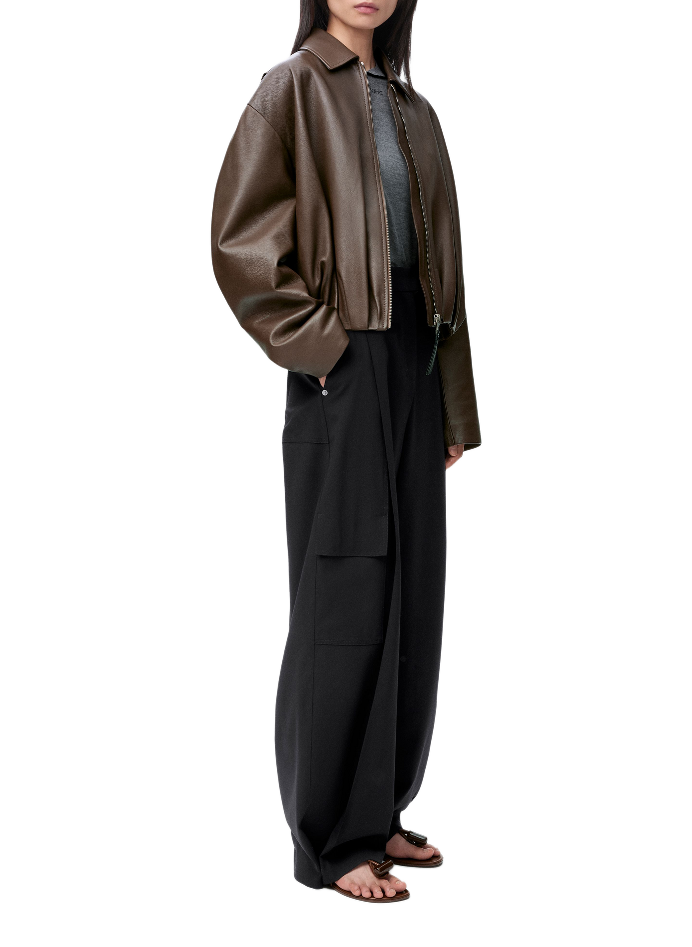 Short-sleeved wool sweater LOEWE Grey