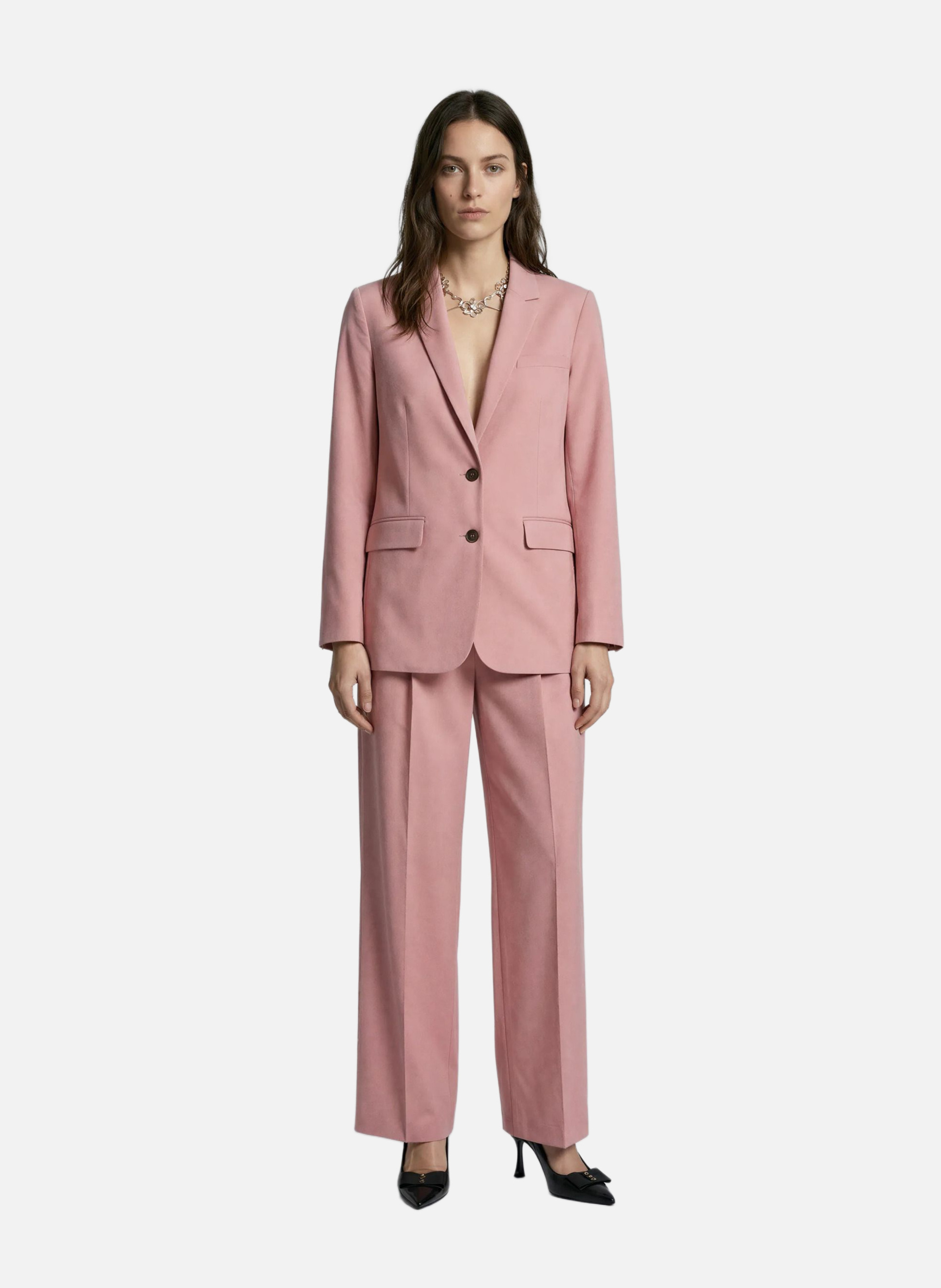 Veste de tailleur droite en lin et coton THE KOOPLES Rose