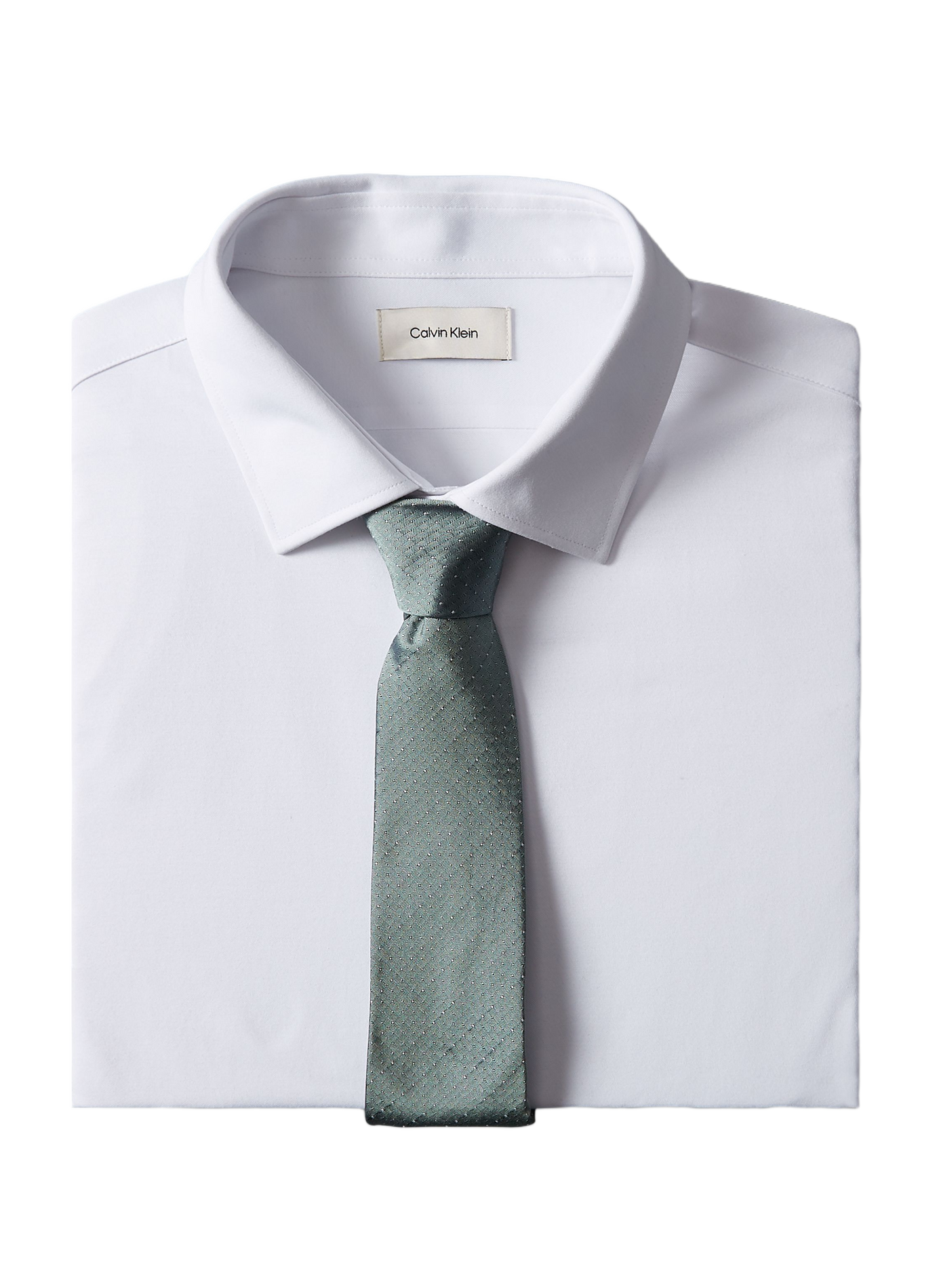 Jacquard-Seidenkrawatte aus Seide und Leinen CALVIN KLEIN Grun