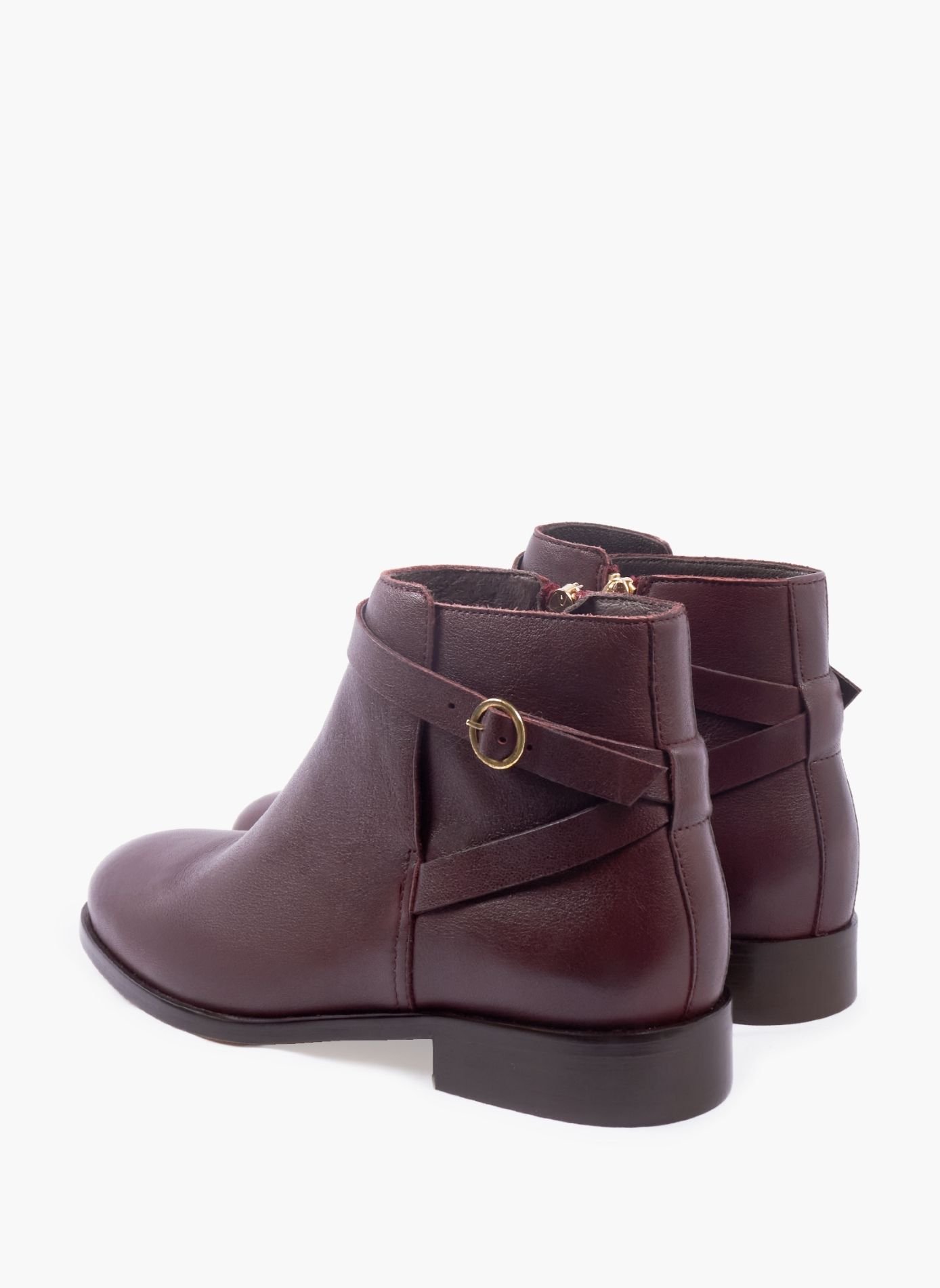 Bottines cavalières plates cuir lisse JULES & JENN Rouge