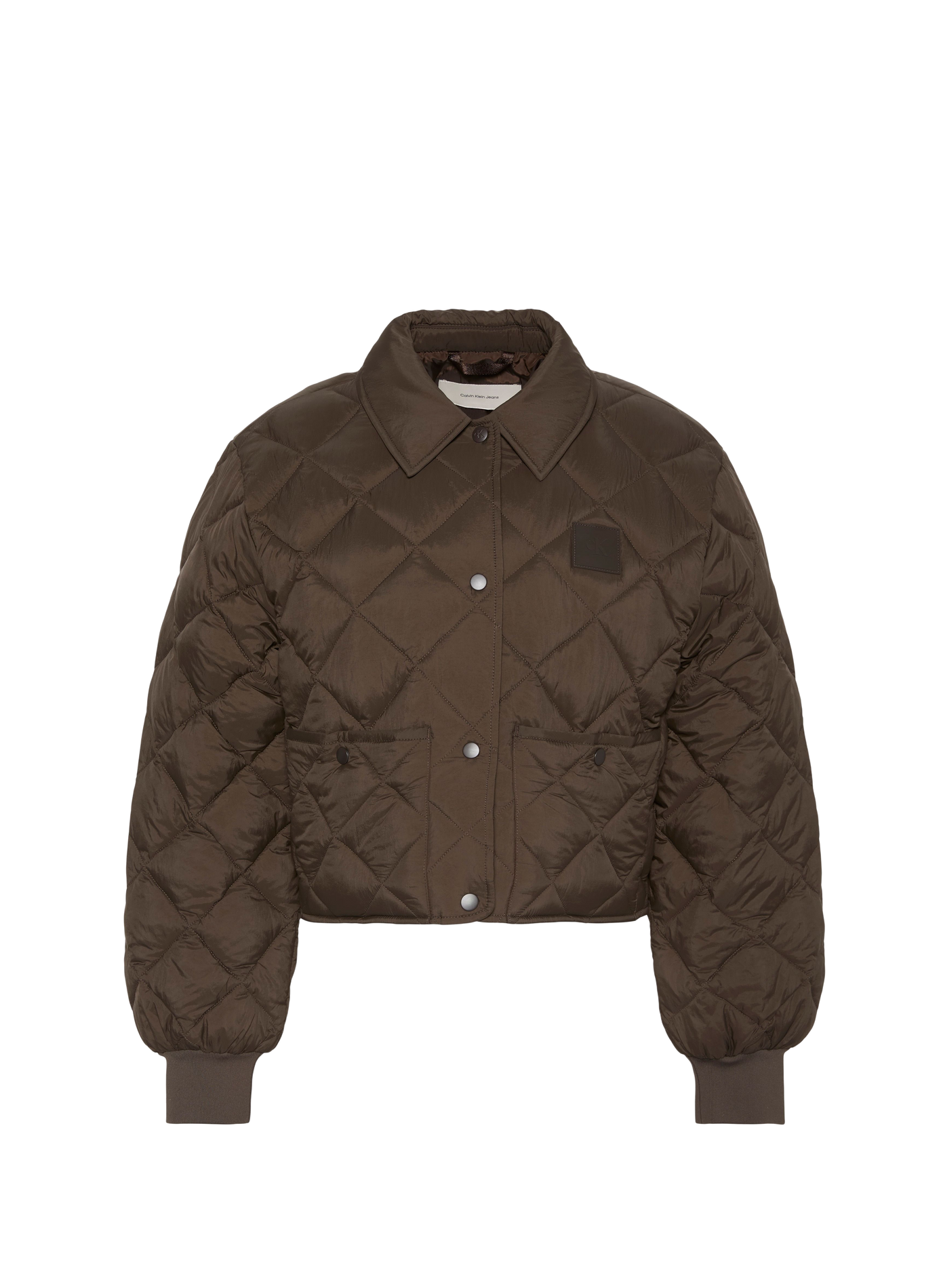 Blouson court matelassé à col classique CALVIN KLEIN Marron