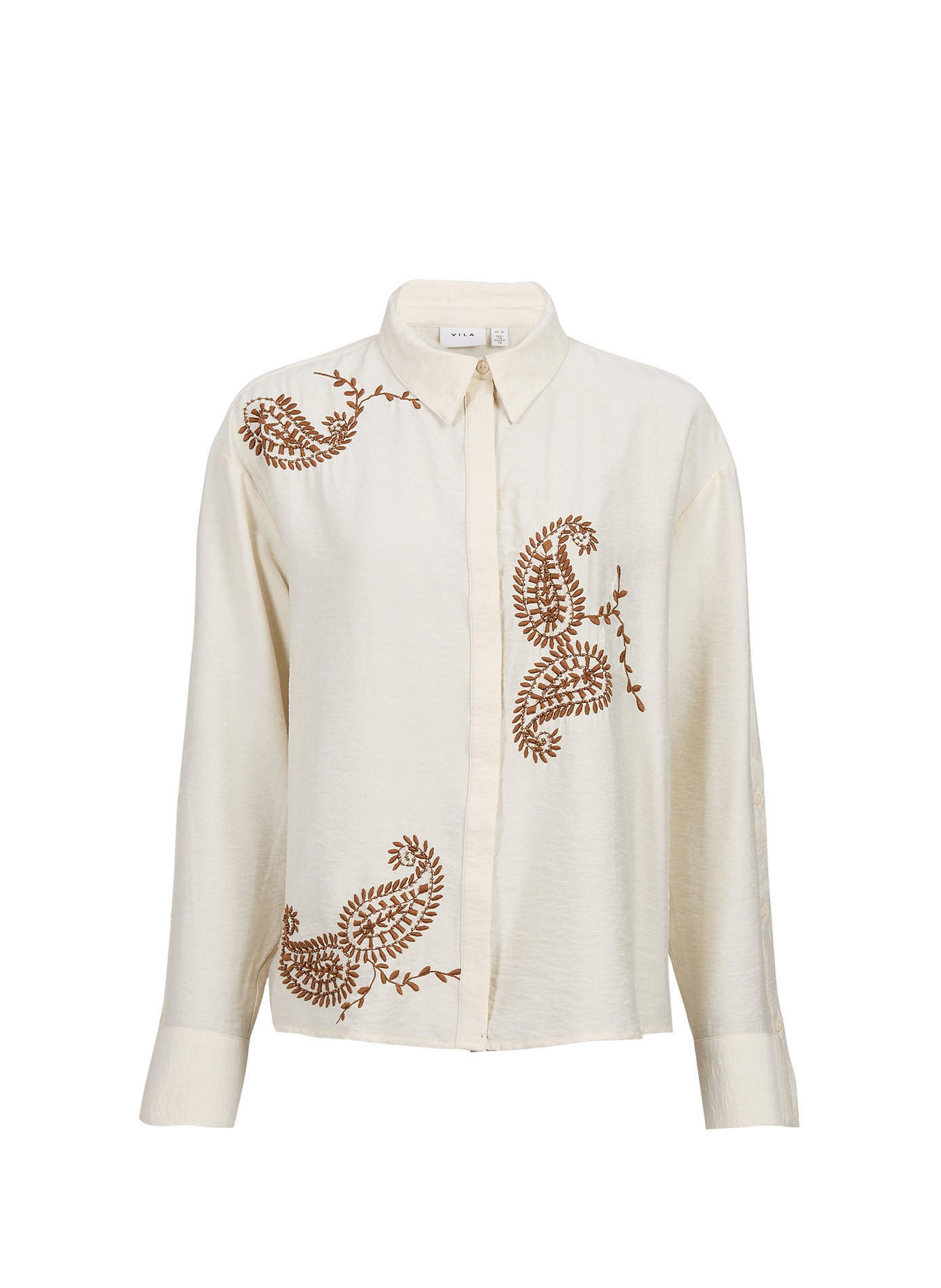 Oversize besticktes Hemd VILA Beige