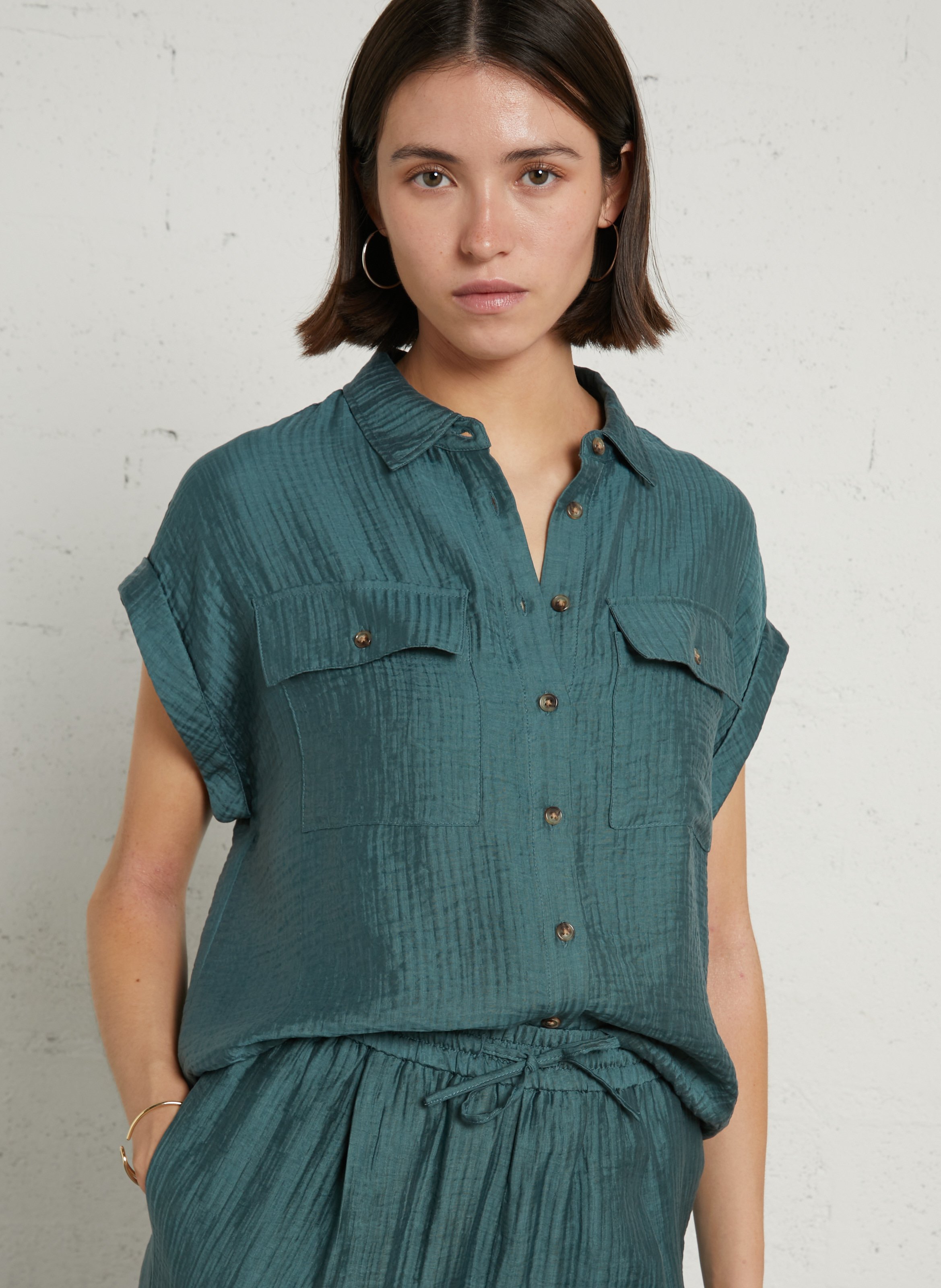 Chemise manches courtes texturée mallory MAISON 123 Bleu