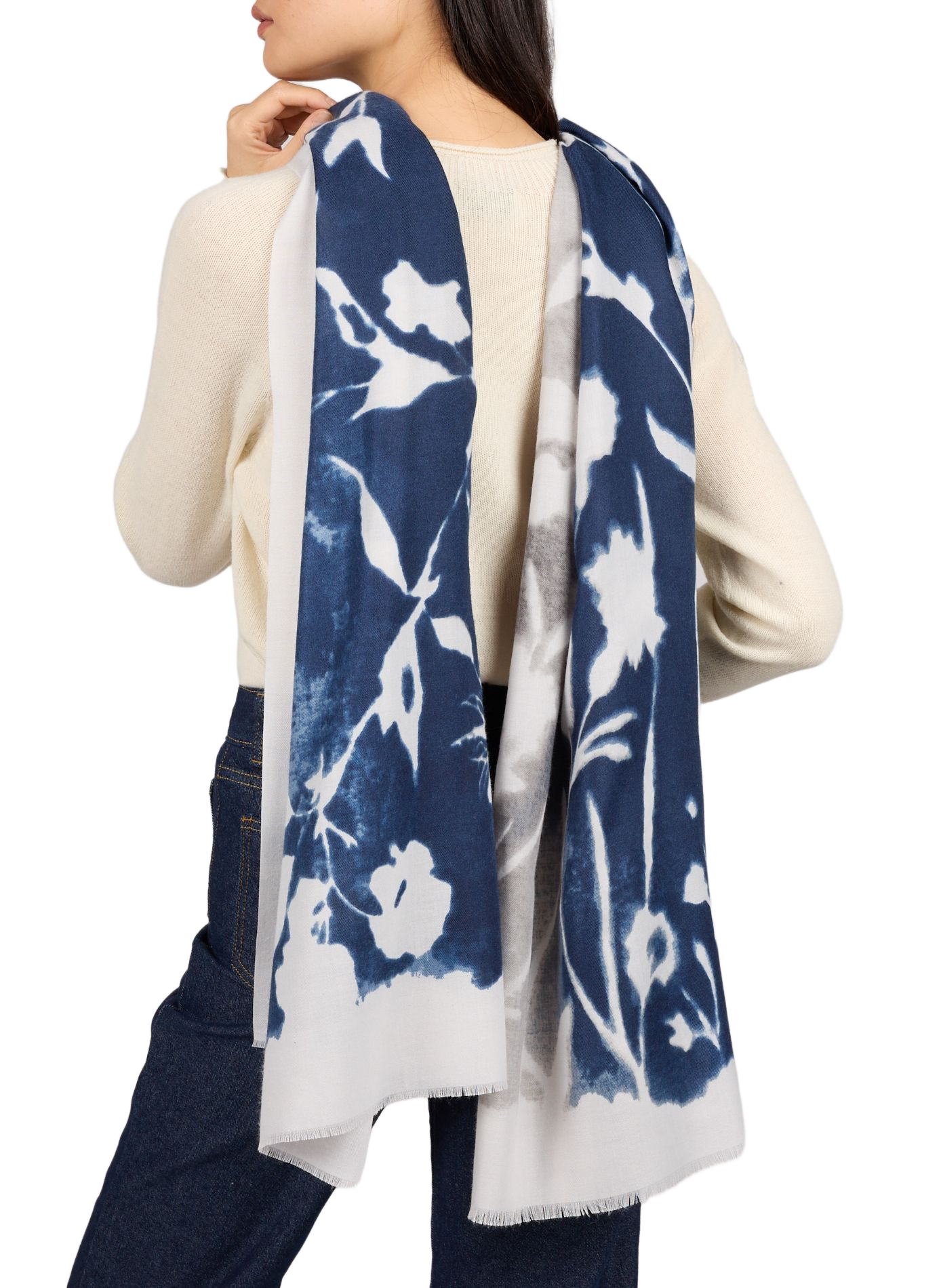 Foulard à motif avec franges AU PRINTEMPS PARIS Bleu