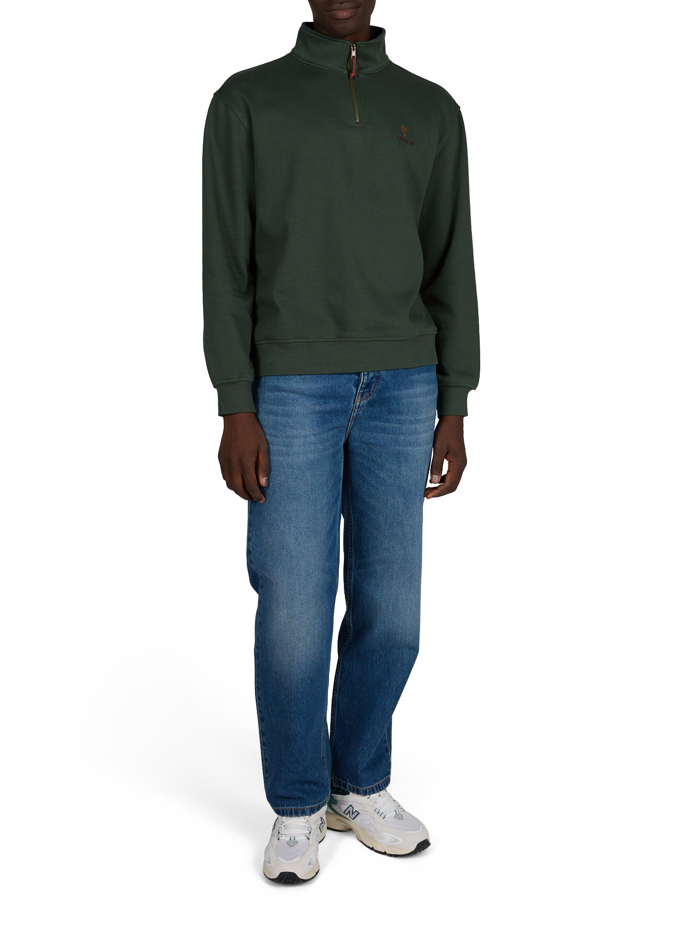 Sweatshirt droit à col montant en coton mélangé FAGUO Vert