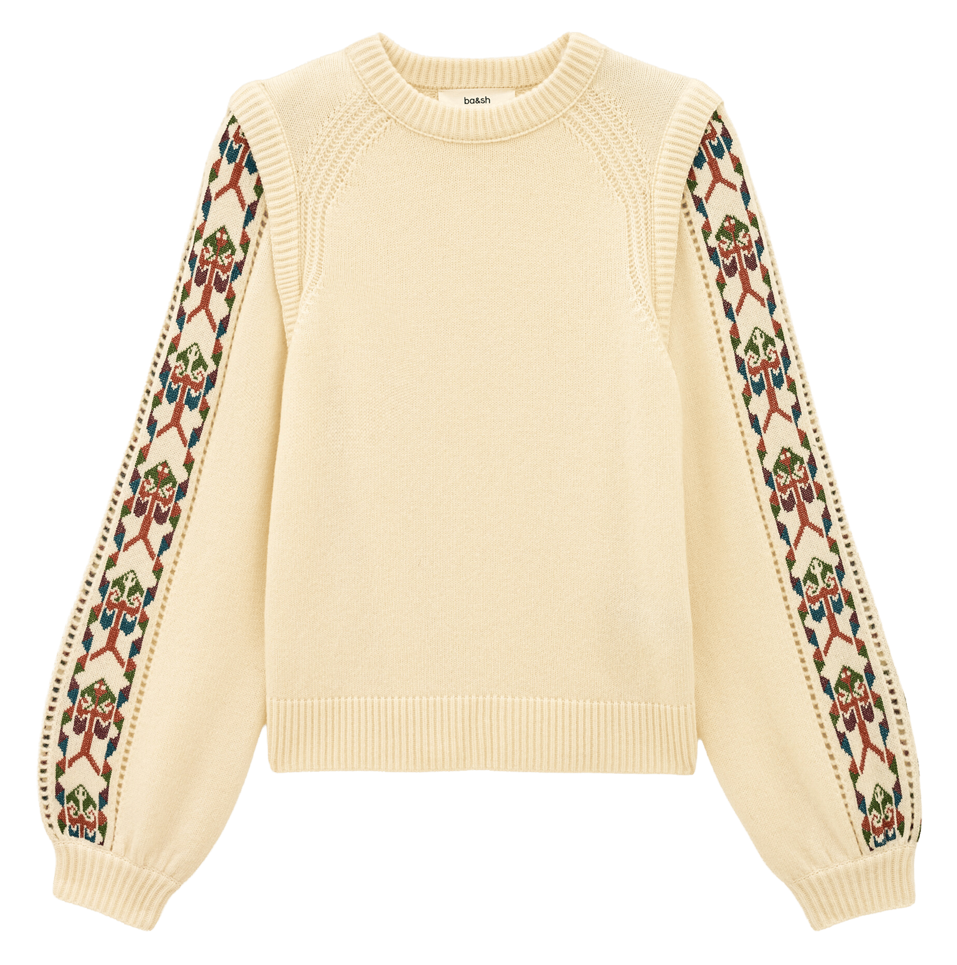 Pull brodé en maille de laine elda BA&SH Beige