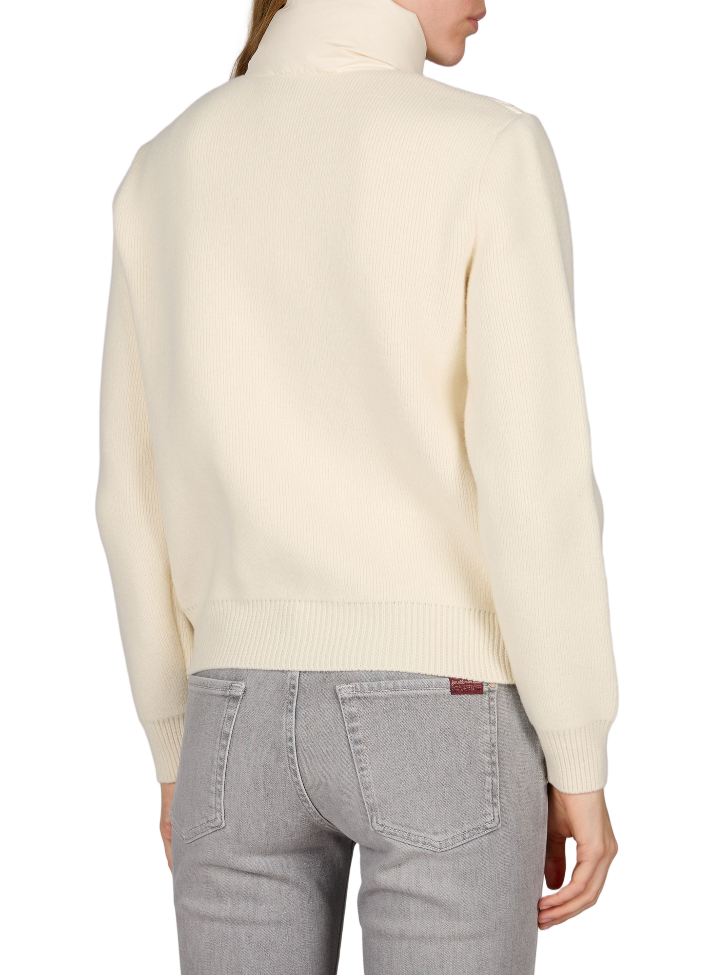 Cardigan col montant matelassé en laine mélangée MONCLER Blanc