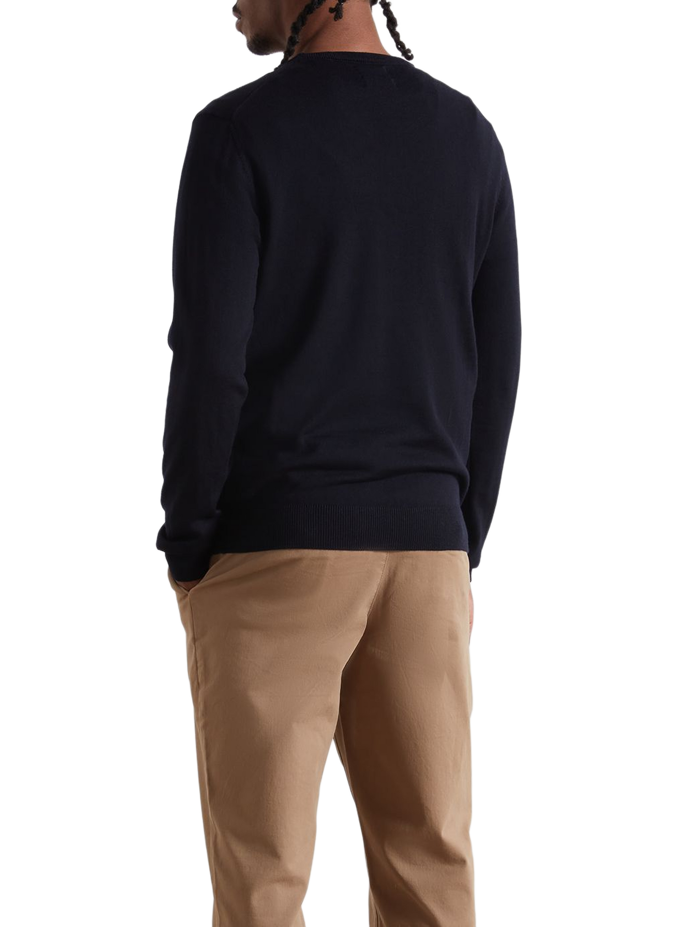 Rechte pullover van merinowol met geborduurd logo FARAH Blauw