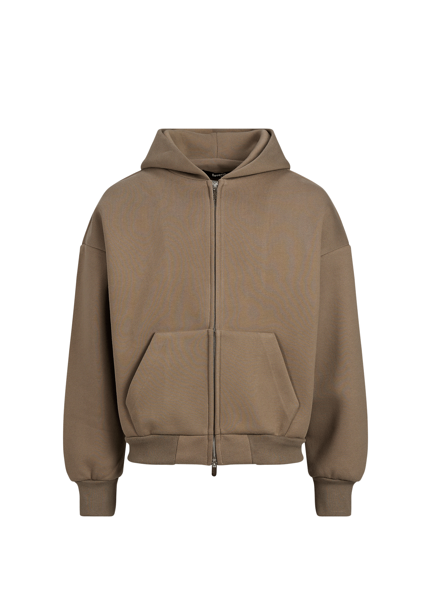 Plain oversized zip-up hoodie SEVENTH Brown